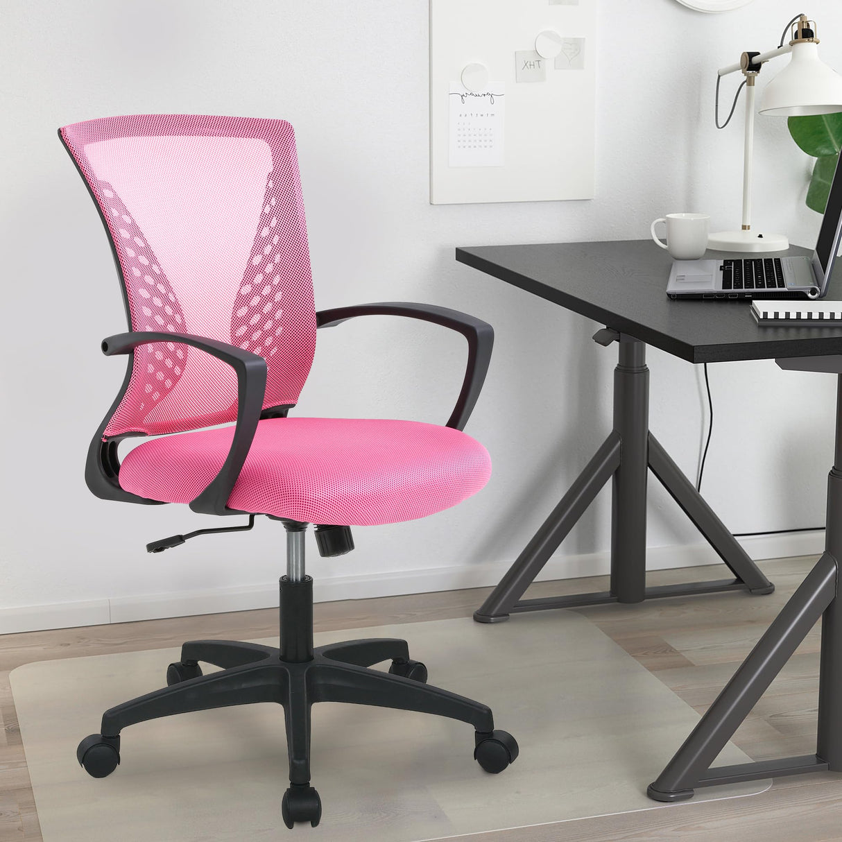 PayLessHere Office Computer Gaming Chair Ergonomic Mesh Desk Chair Adjustable Video Game Chairs with 360 Degrees Swivel Wheels Armrest Lumbar Support for Home Office,Pink PayLessHere