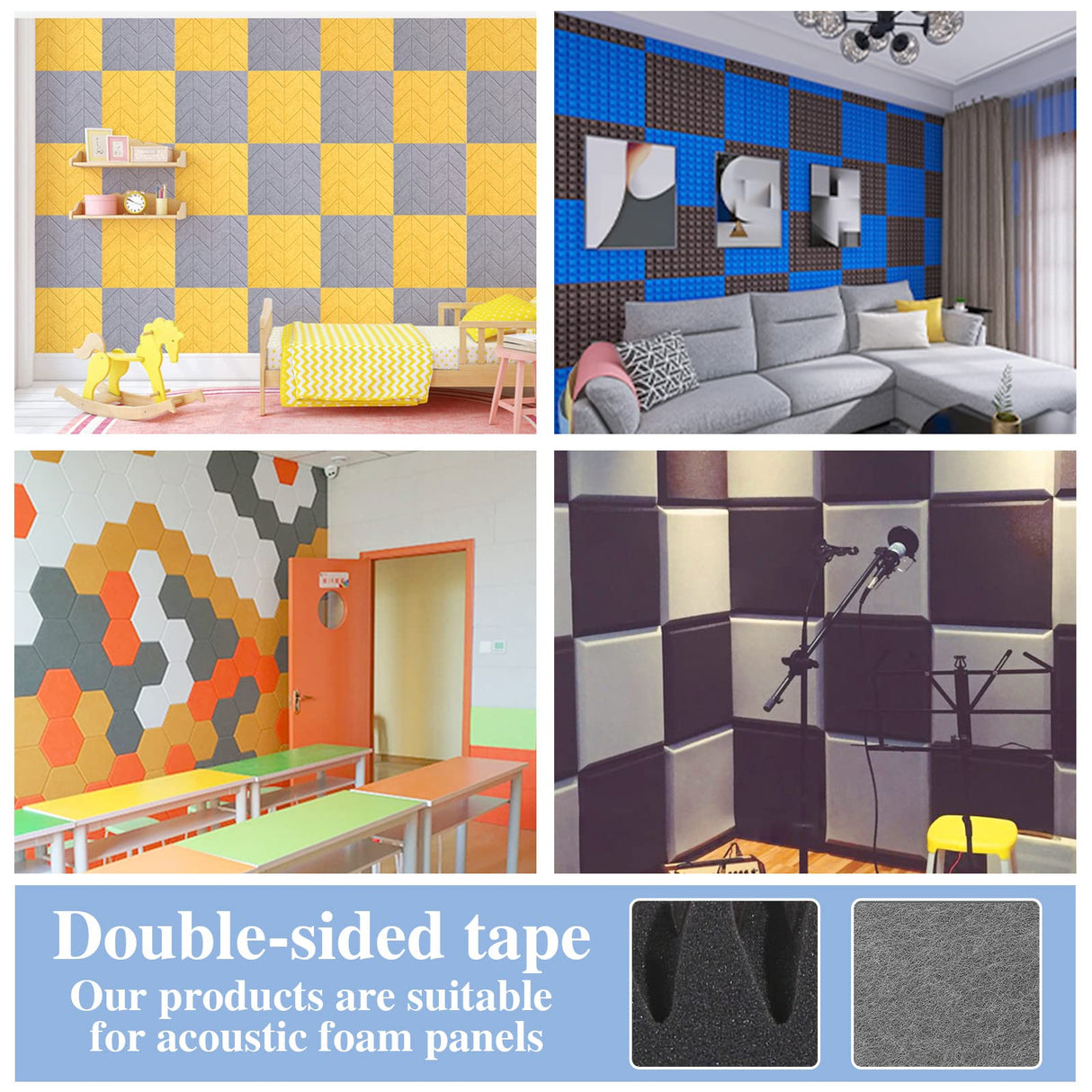 140 Pack Double Sided Tape for Acoustic Panels, Transparent Acoustic Foam Adhesive Heavy Duty Wall Mounting Squares for Sound Proof Foam Panels, 1.4 inch Prudiut