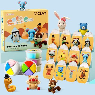 ARTPAR Air Dry Clay Kits for Kids-Modeling Magic Clay,12 Animals DIY Molding Clay Art Crafts Set,Ultra Light & Soft, Safe & Non-Toxic with Sculpting Tools & Tutorials, Unique Gifts for Boys & Girls