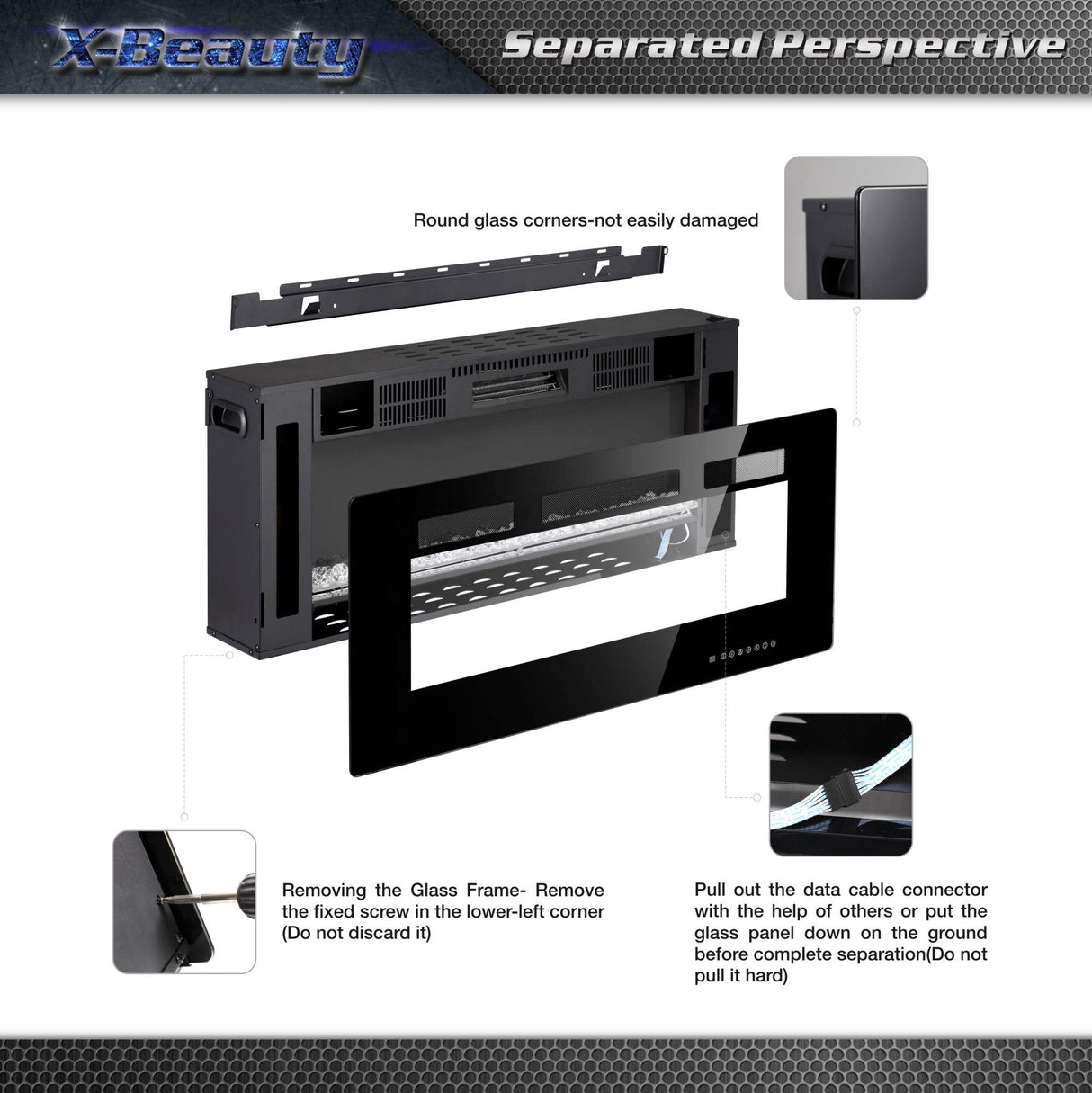 Xbeauty 30 inch Wall Mounted Recessed Electric Fireplace Insert, Flush Mount Linear Fireplace, Ultra-Thin Lightweight LED Fireplace Heater, Fit 2x4&2x6 Stud w/Touch Screen,Remote Control,1500W,Black Xbeauty