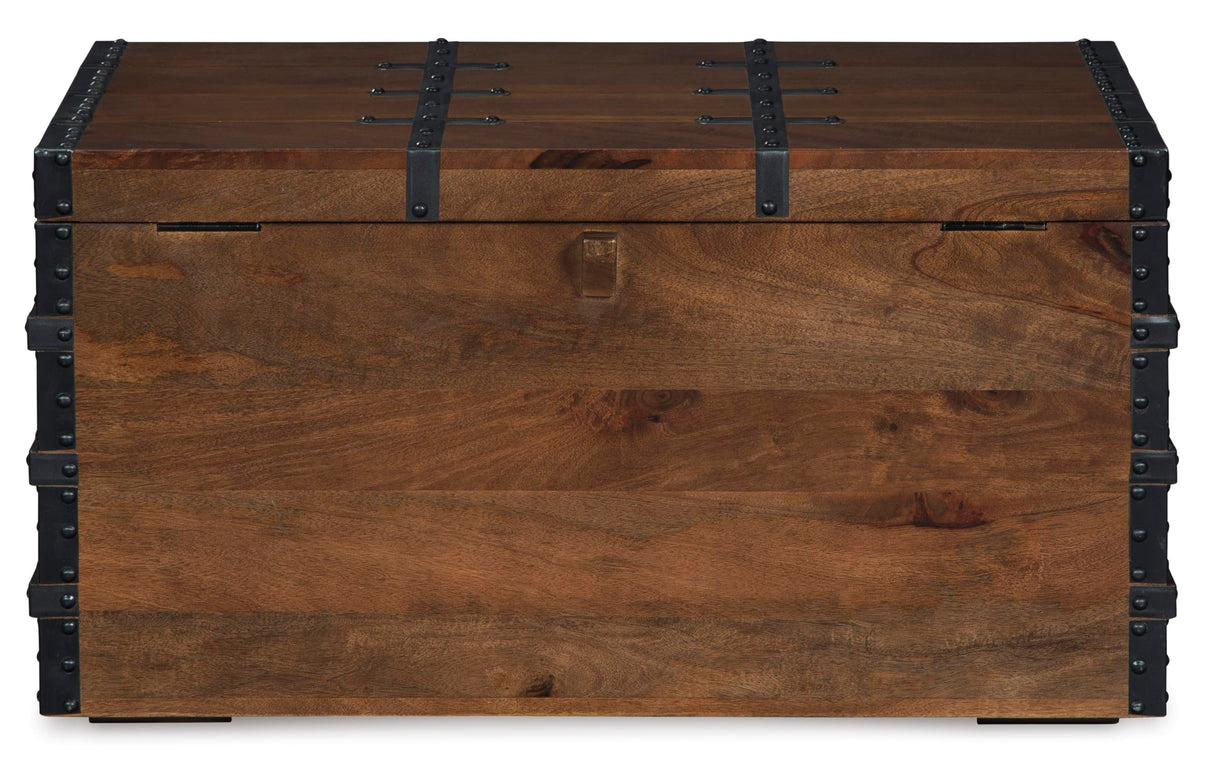 Signature Design by Ashley Kettleby Vintage Wood Storage Trunk or Coffee Table with Lift Top 19", Brown Signature Design by Ashley