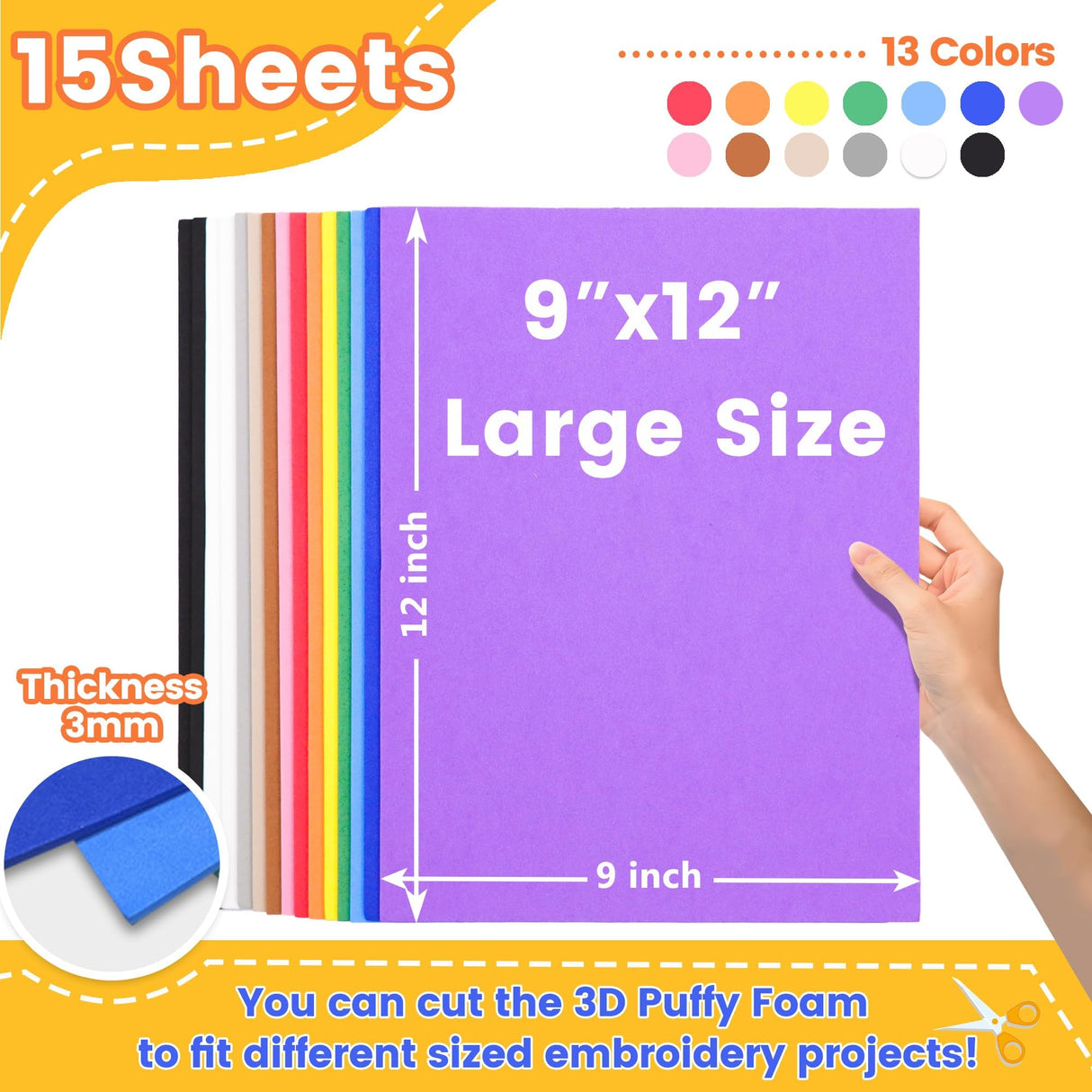 New brothread Tearaway Embroidery Stabilizer Backing for Caps and Hats - 4" x 8" 125 Sheets+15PCS Embroidery Puffy Foam 9″x12″ Large Size 3MM Creating 3D Embroidery Effect for Caps, Garments, Jackets New brothread