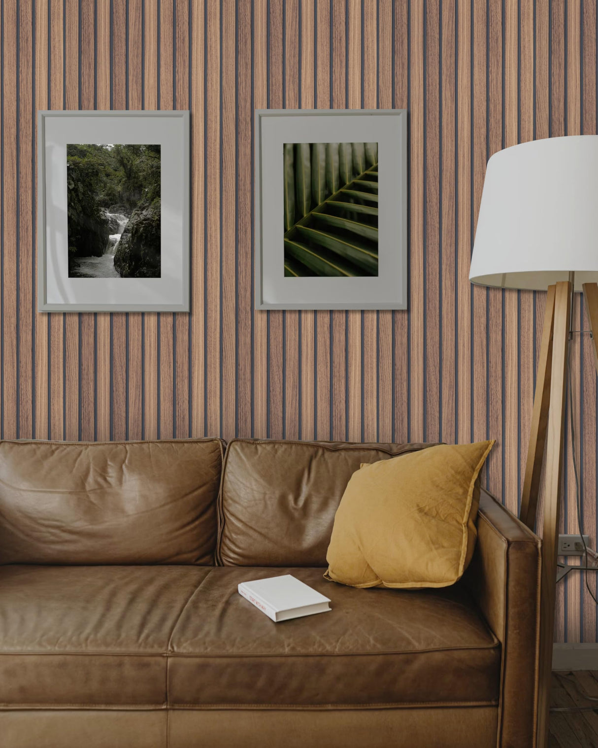 Abyssaly Wood Slat Wallpaper, Brown Shiplap Wood Grain Contact Paper Peel and Stick, Removable Self Adhesive Faux Wood Panel Wall Covering for Cabinets and Drawers 17.7 in X 236.2 in Abyssaly