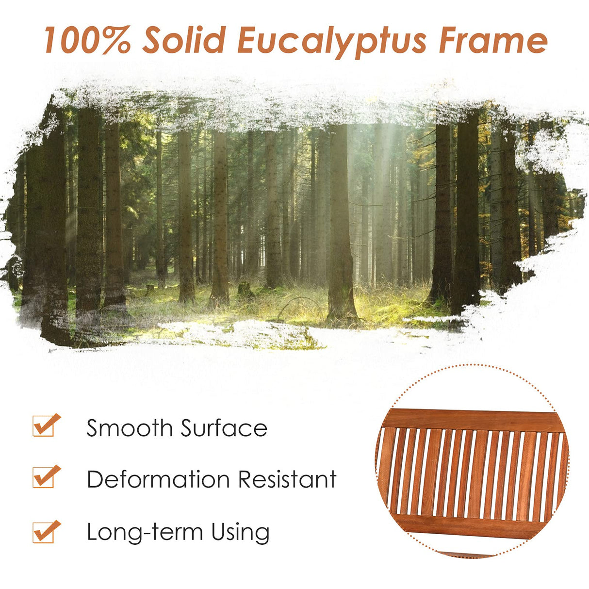 S AFSTAR Wooden Patio Loveseat Bench for 2 with Curved Armrests and Ergonomic Backrest, 700lbs Capacity S AFSTAR