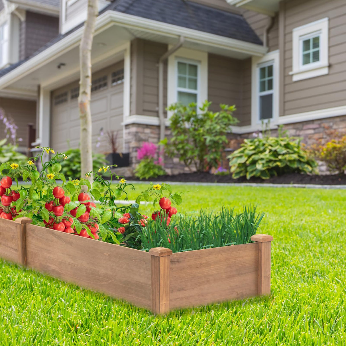 ketive Raised Garden Bed Without Legs -14.85 sq ft Large Elevated Wood Planter Box for Vegetables, Flowers, Herbs, and Succulents(Brown) ketive