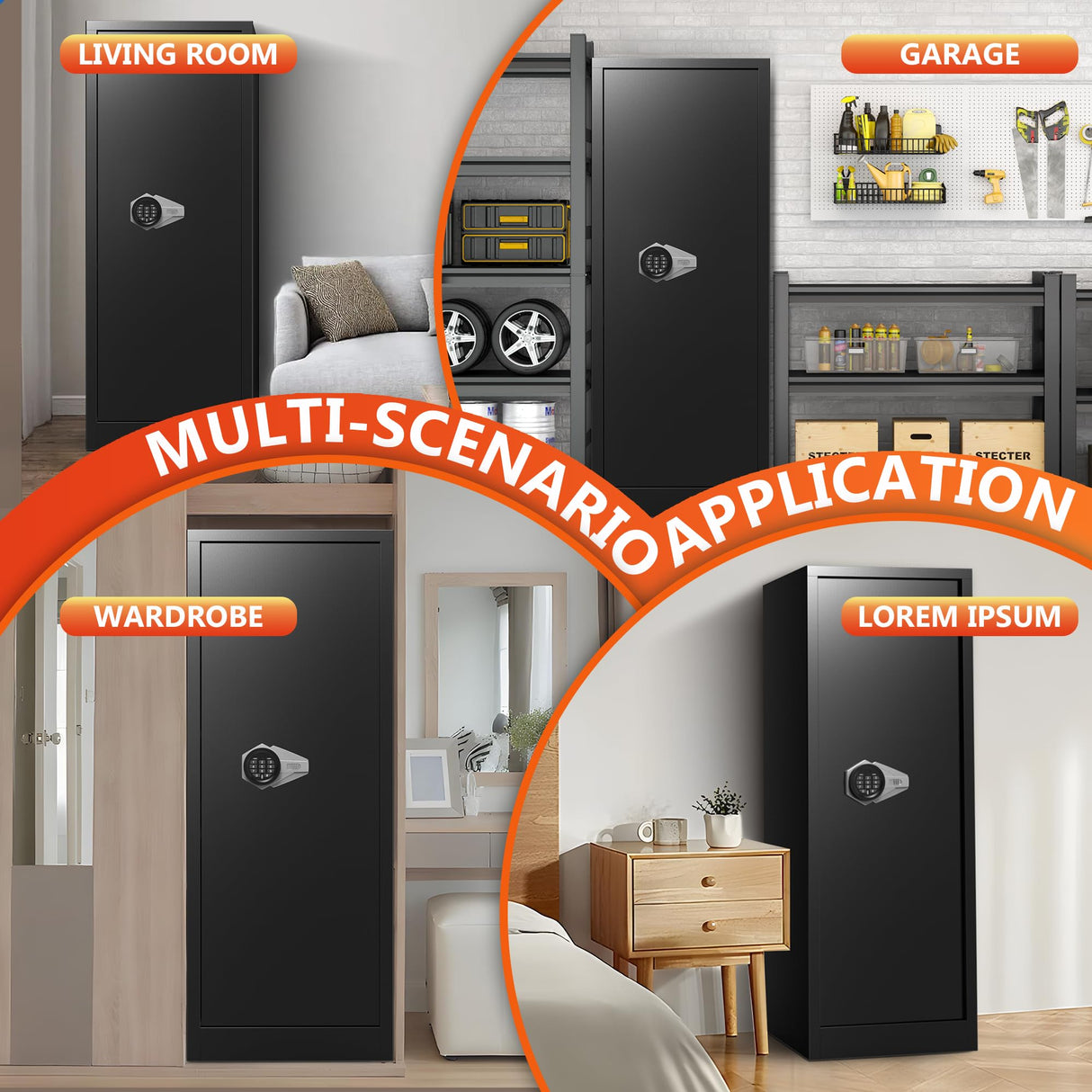 HEANVO 10-14 Gun Cabinet,Large Gun Safe for Rifles and Pistols,Shotgun Safe,Gun Safes for Rifle and Password Lock,Gun Cabinet for Home with Adjustable Shelves with Dual Alarm & Mute Mode HEANVO