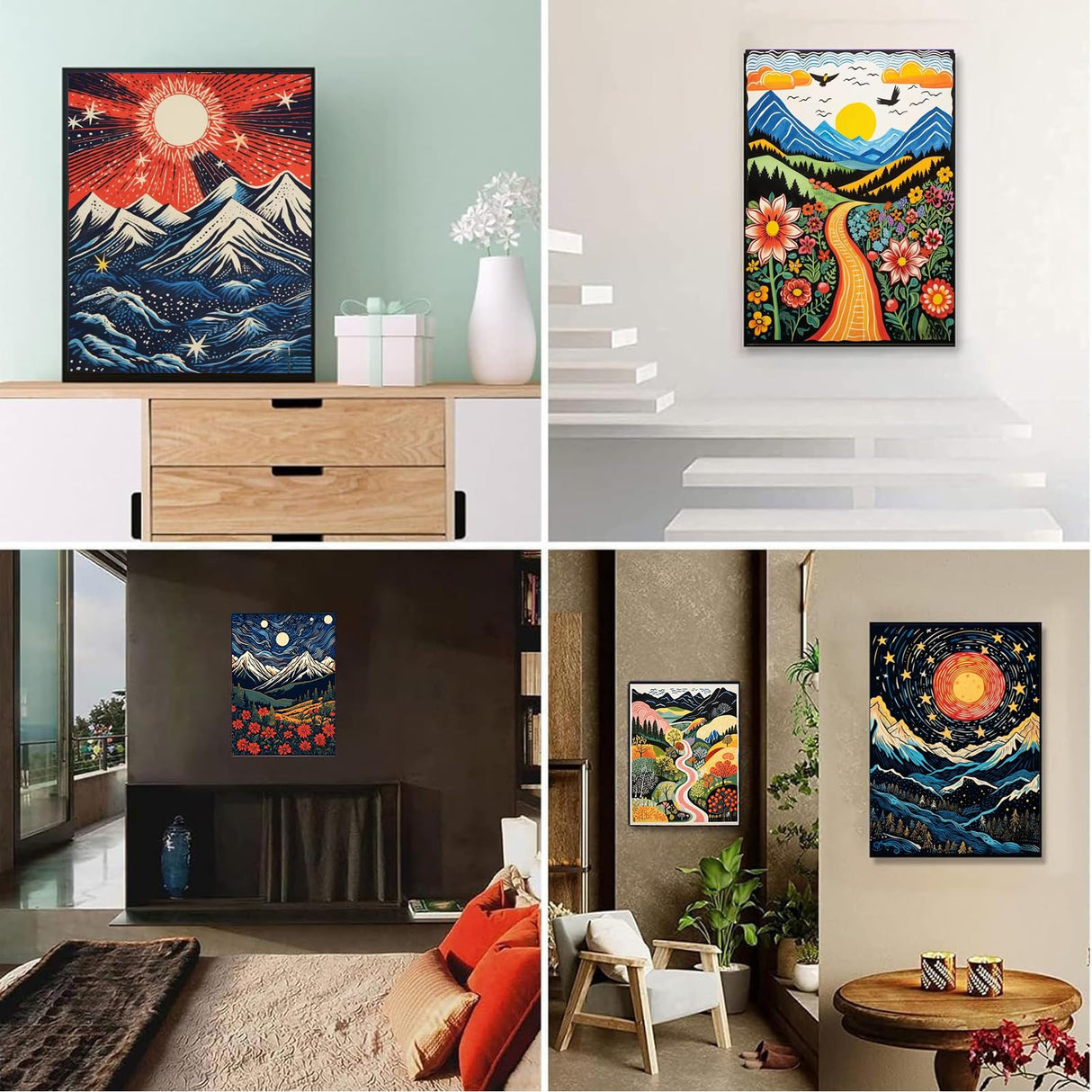 DOTSOPS Diamond Painting Kits Art Adults Painting Kit Crafts DIY 5D Diamond Art Packs Kits Full for Adults Beginner Home Wall Decoration Gift 11.8x15.7 Inches (6 Pack Landscape Abstract) DOTSOPS