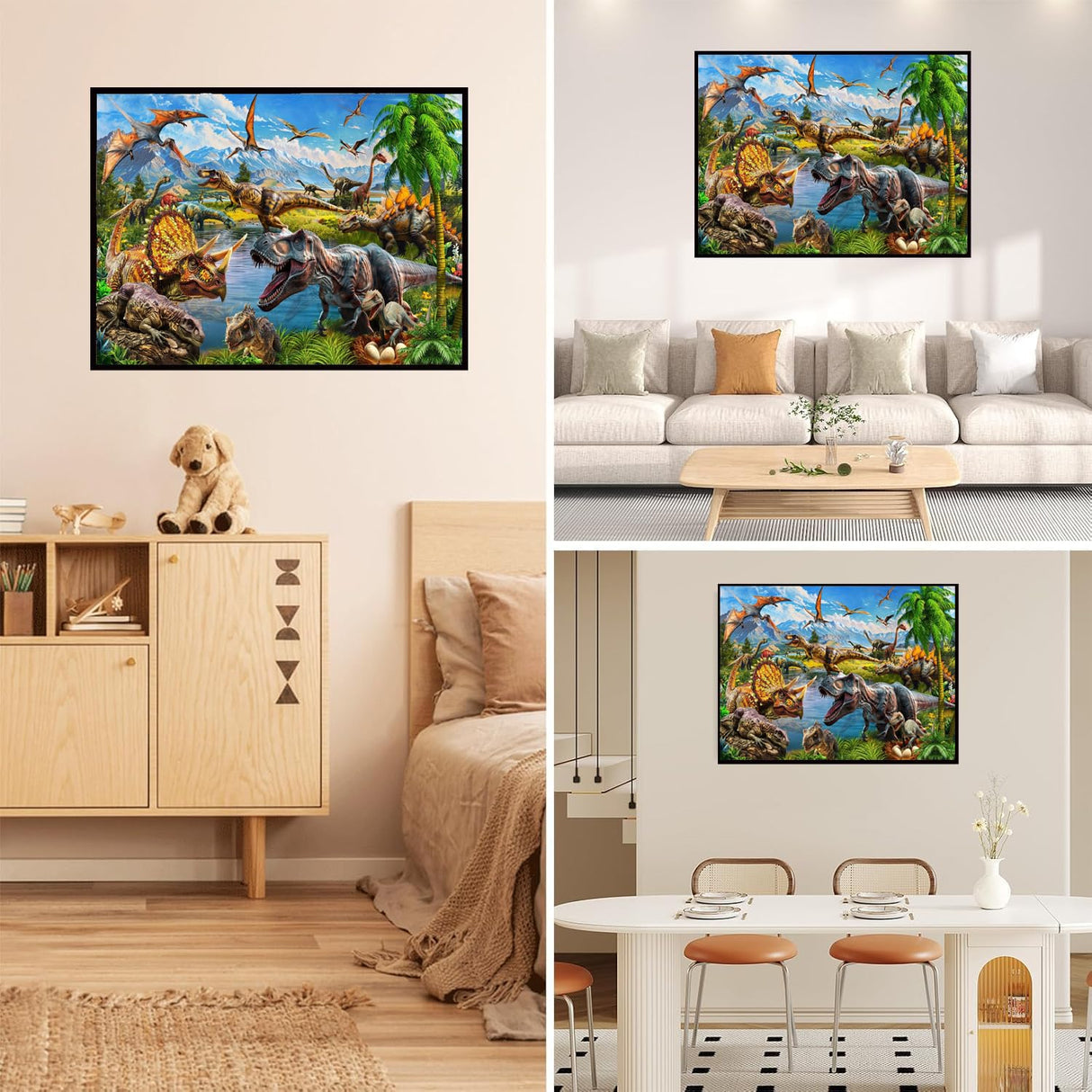 Diamond Art Kits for Adults Beginner- Dinosaur DIY Modern Diamond Painting Kits 5D Diamond Dots Gem Art Crafts with Tools- Round Full Drill Funny Crafts for Home Wall Decor&Gift-12x16 inch Fairyland JinWenn