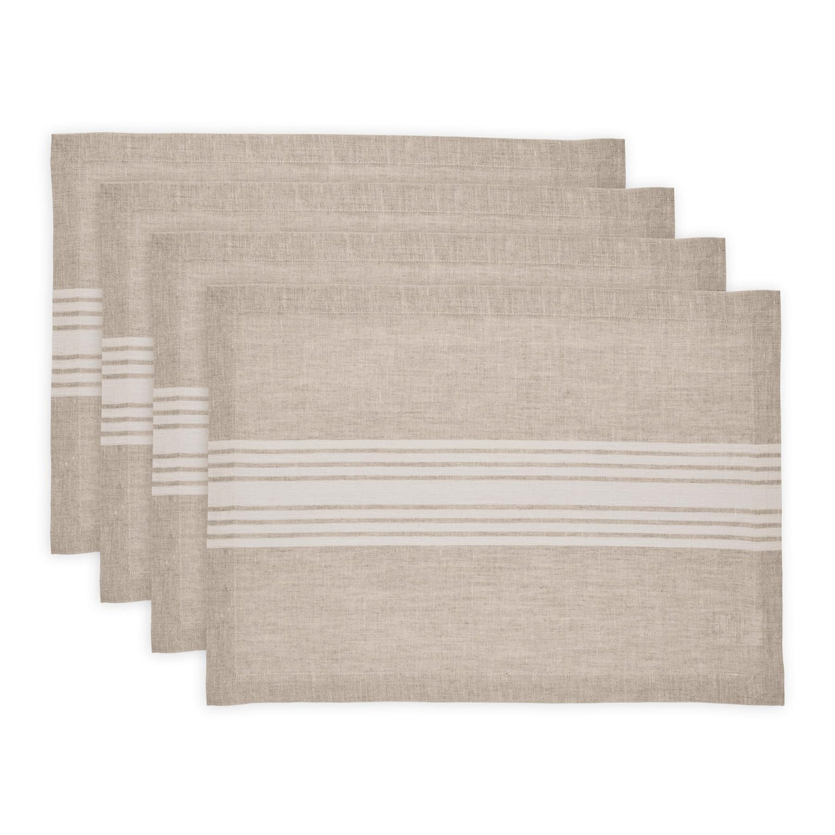 Solino Home Linen Farmhouse Placemats Set of 4-100% Pure Linen White and Natural Placemats 14 x 19 Inch for Fall, Autumn, Thanksgiving, Christmas, Holiday, Winter Solino Home