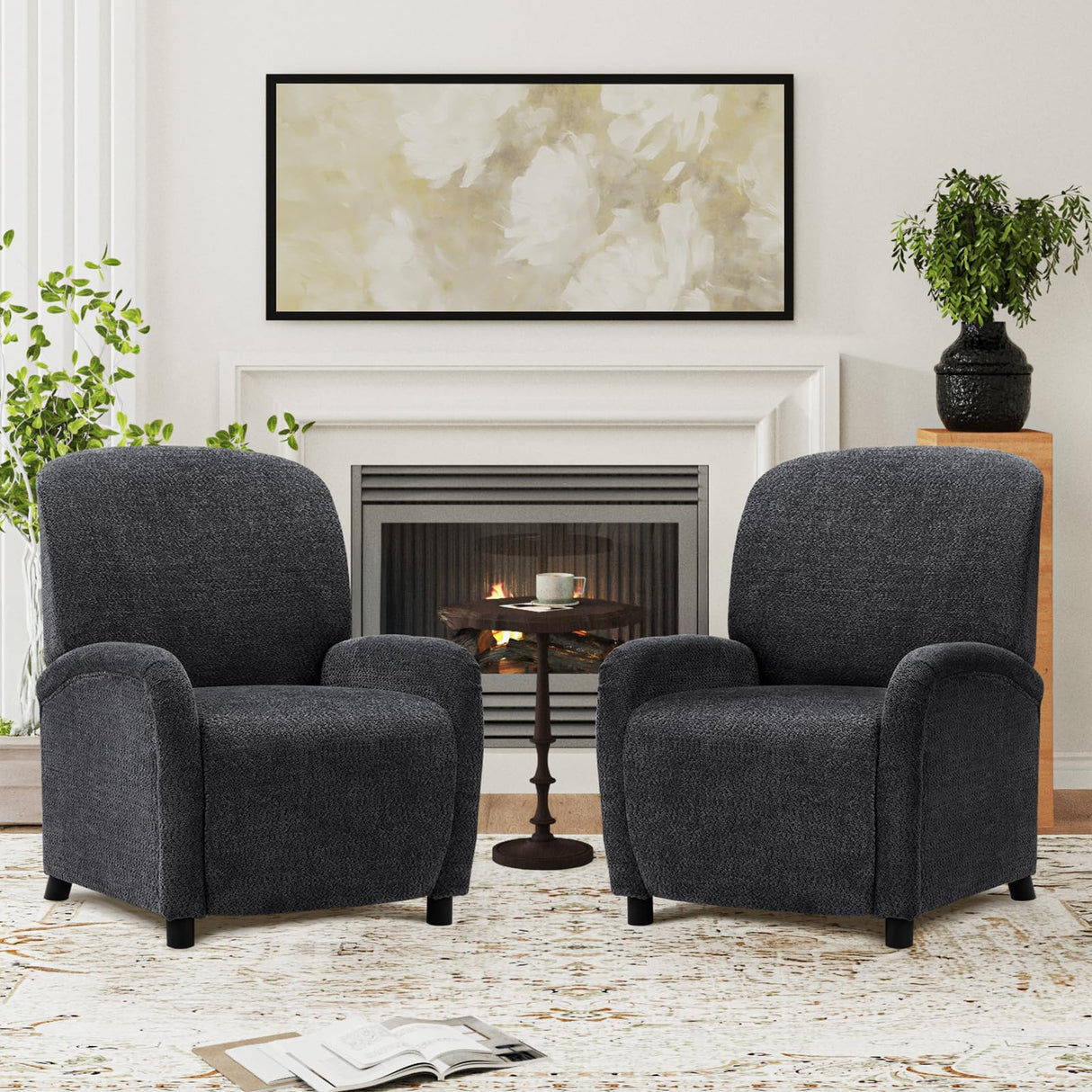 Pushback Recliner Chair, Wing Back Chairs with Arms, Adjustable Modern Single Reclining for Living Room/Bedroom,Fabric Accent Chair Extrathick Cushion COLAMY