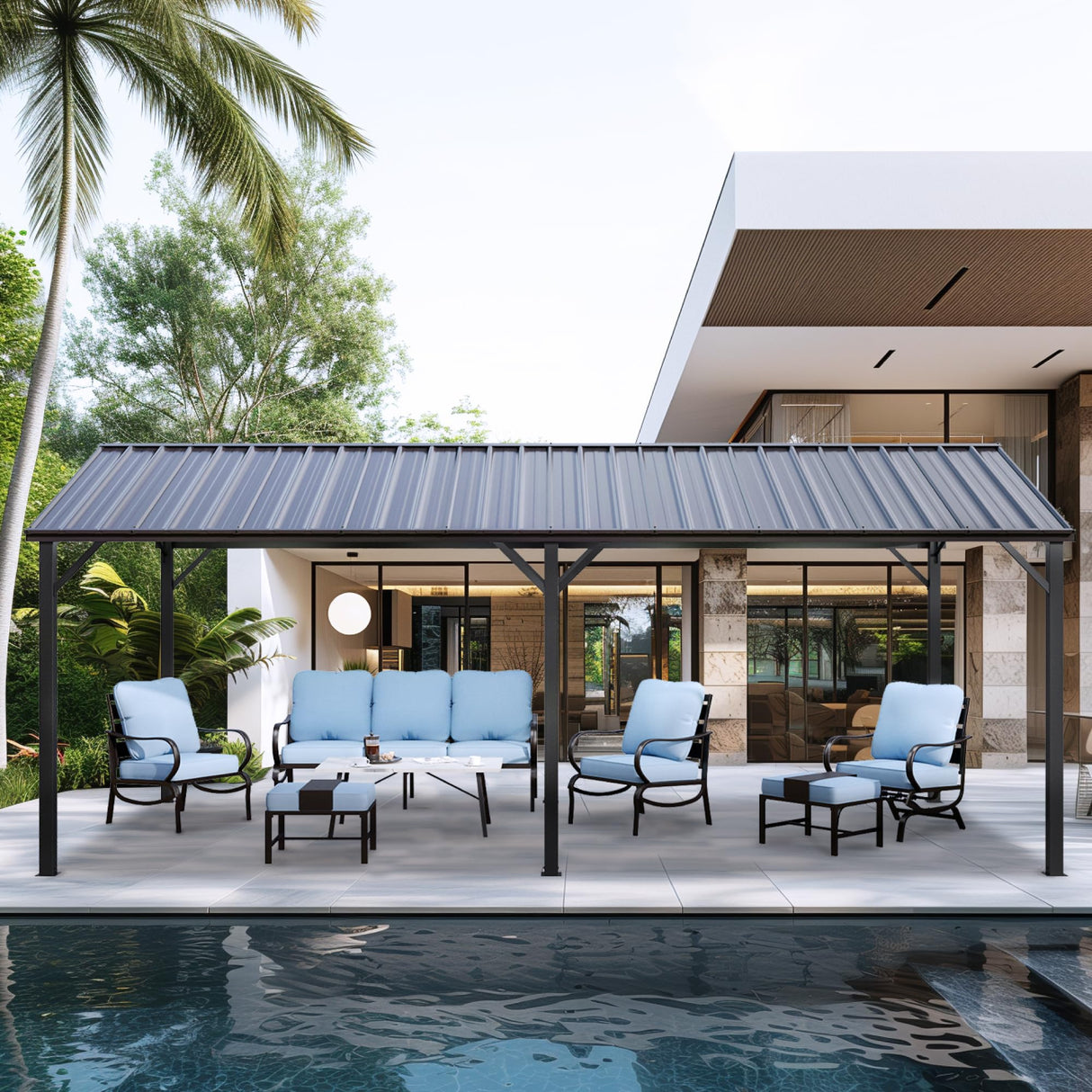 GREEN PARTY 10 x 20 ft Metal Carport Kits with Galvanized Steel Roof, Heavy Duty Metal Carport Canopy, Outdoor Car Tent Metal Garage Shelter for Car, SUV, Truck and Boats, Grey GREEN PARTY