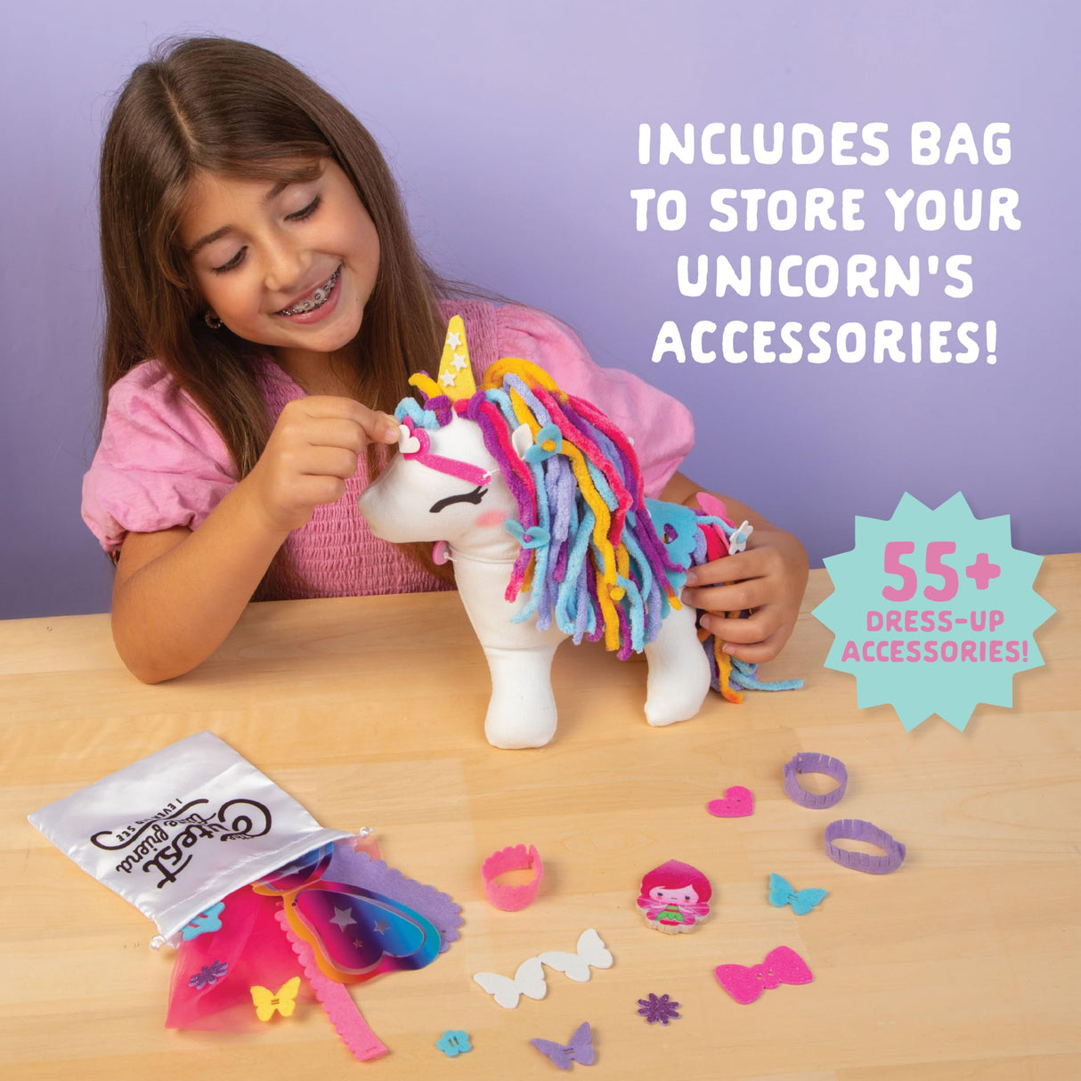 Craft-tastic - Make a Friend Unicorn - Mini Sewing Kit, Arts and Crafts, Kids Crafts, Craft Kit Makes 1 Easy-to-Sew Stuffie with Accessories, Bonus Travel Tote Included Ages 6+ Craft-tastic
