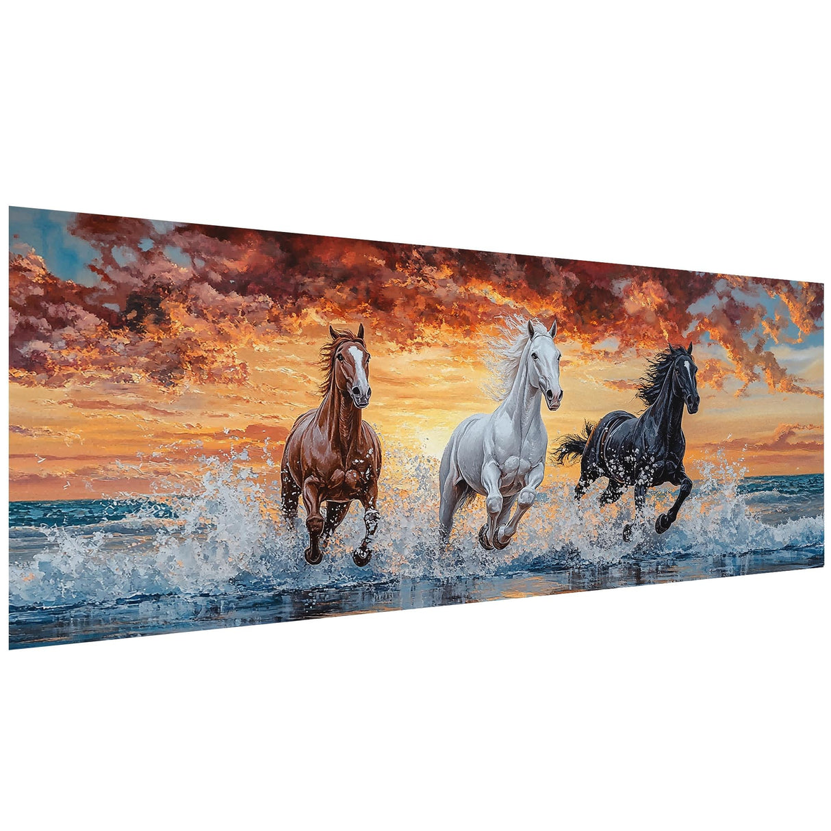 SKRYUIE 5D Large Diamond Painting Kits Horse - DIY Diamond Art Kits for Adults Animal, Full Round Drill - Crystal Embroidery Cross Stitch - Craft for Wall & Office Decor - 12x30 inch / 30x80 cm SKRYUIE