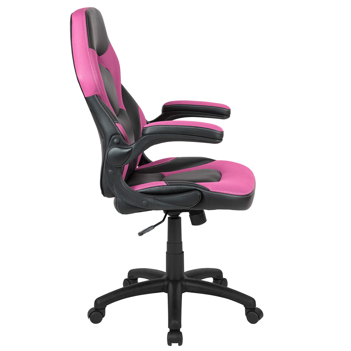 Flash Furniture X10 High-Back LeatherSoft Racing Style Gaming Chair with Flip-Up Arms, Ergonomic Padded Swivel Computer Chair, Pink/Black Flash Furniture