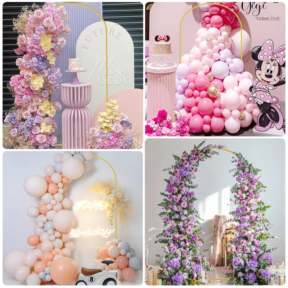 Wokceer 7.2 FT Wedding Arch Backdrop Stand, Square Arch Gold Metal Arch Backdrop Stand for Wedding Ceremony Birthday Party Bridal Baby Shower Photo Booth Garden Floral Balloon Arch Decoration Wokceer
