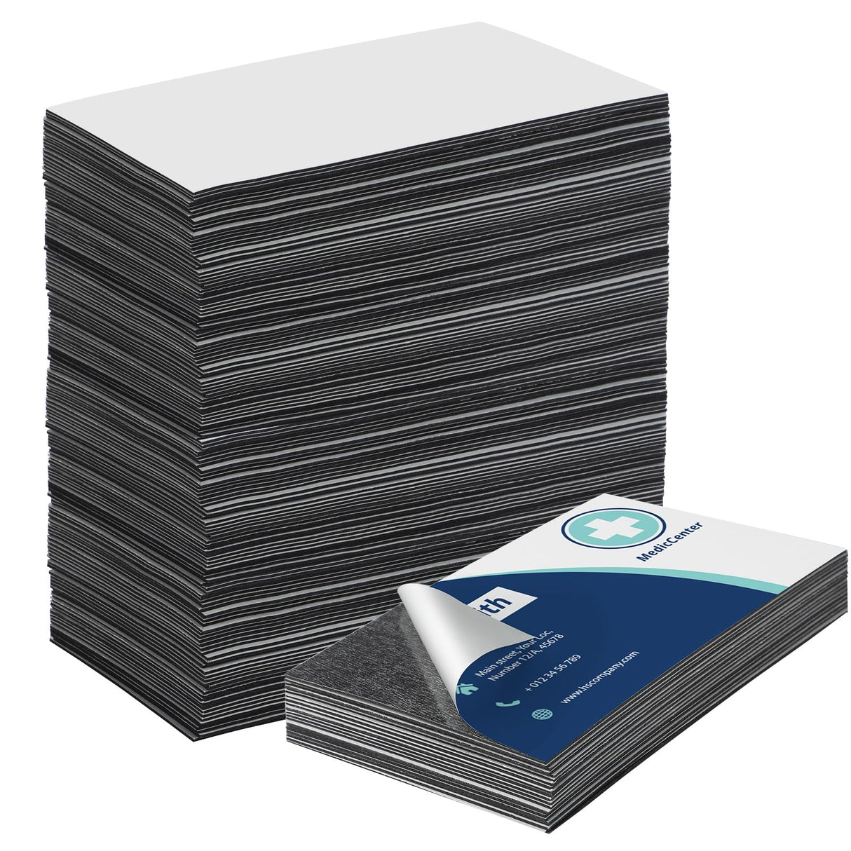 MaxGear Business Card Magnets Peel and Stick, Custom Magnets Business Cards, Personalized Magnet for Refrigerator, Custom Fridge Magnet, Adhesive Magnet, 3.5" x 2" Magnetic Business Cards 50 Pack MaxGear