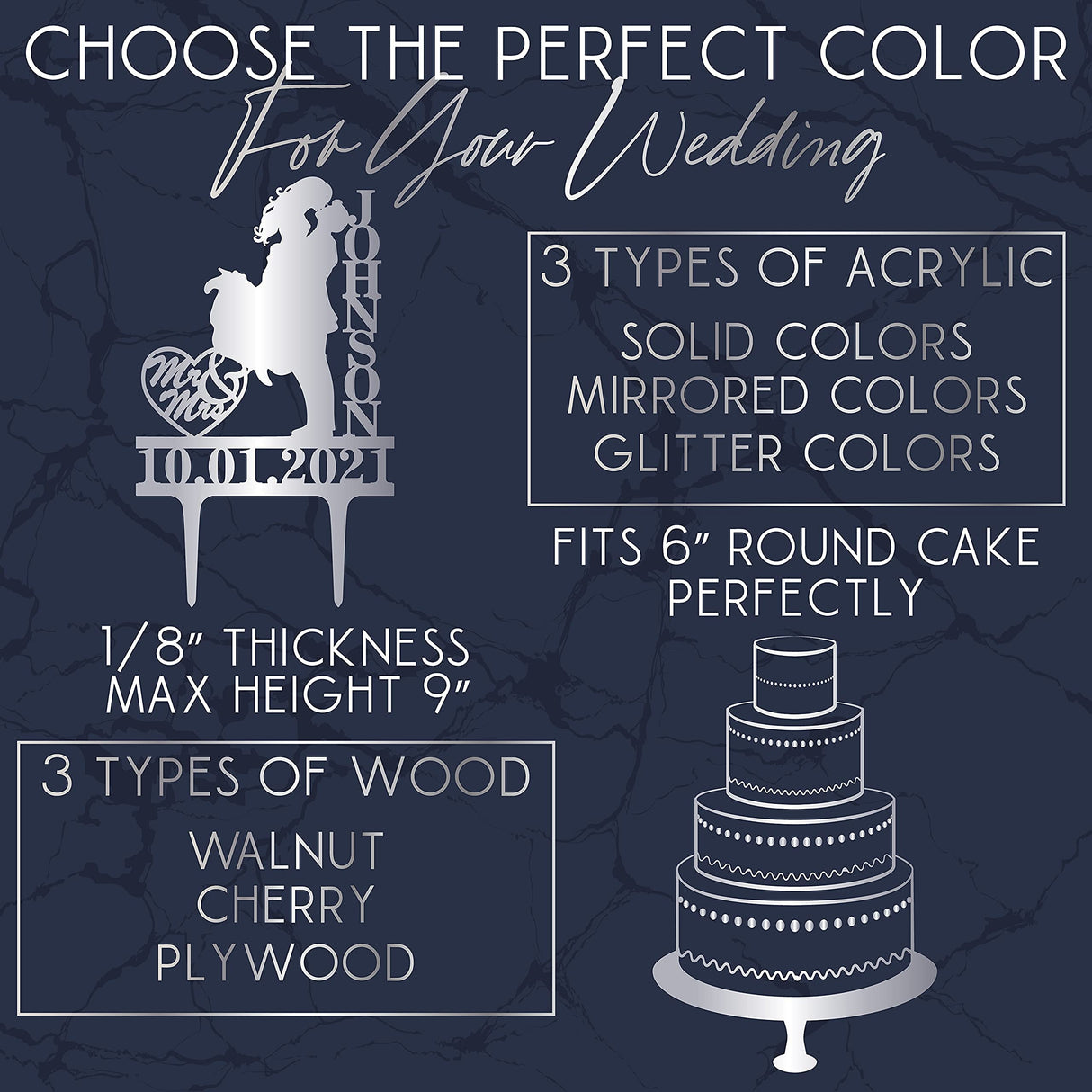 Wedding Cake Toppers, Personalized Mr & Mrs Heart, Customized Wedding Date & Last Name To Be Bride & Groom | Wood Cake Toppers, Wedding Party Cake Sugar Yeti