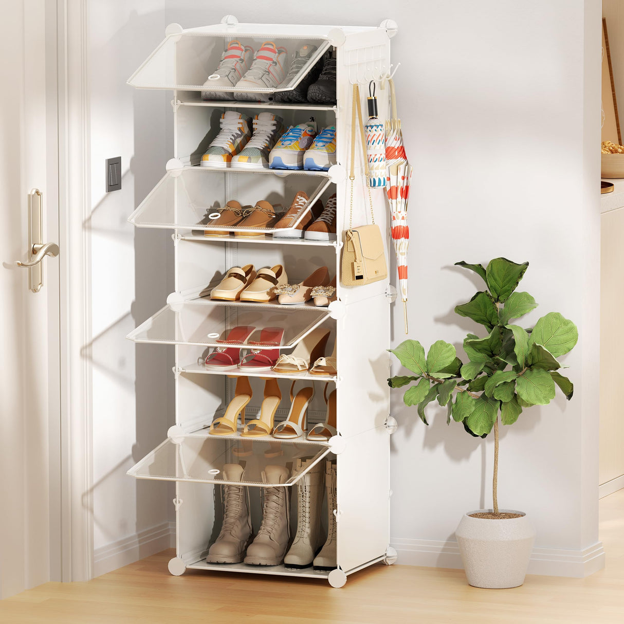 HOMICKER Shoe Storage,8 Tier Shoe Rack Organizer for Closet Shoe Cabinet with Door Shoe Shelves for Closet,Entryway,Hallway,Bedroom HOMICKER