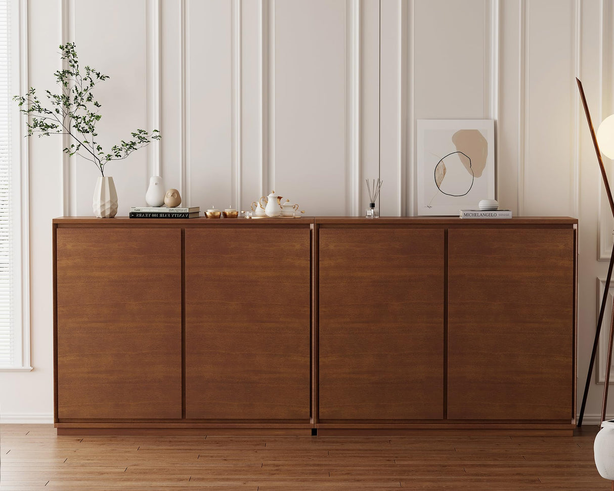 LKTART Mid Century Modern Sideboard Buffet Cabinet, Narrow Walnut Sideboard,Wood Storage Cabinet Credenza with 2 Doors for Living Room, Kitchen, Entryway, Hallway(9.25" D*39" L) LKTART