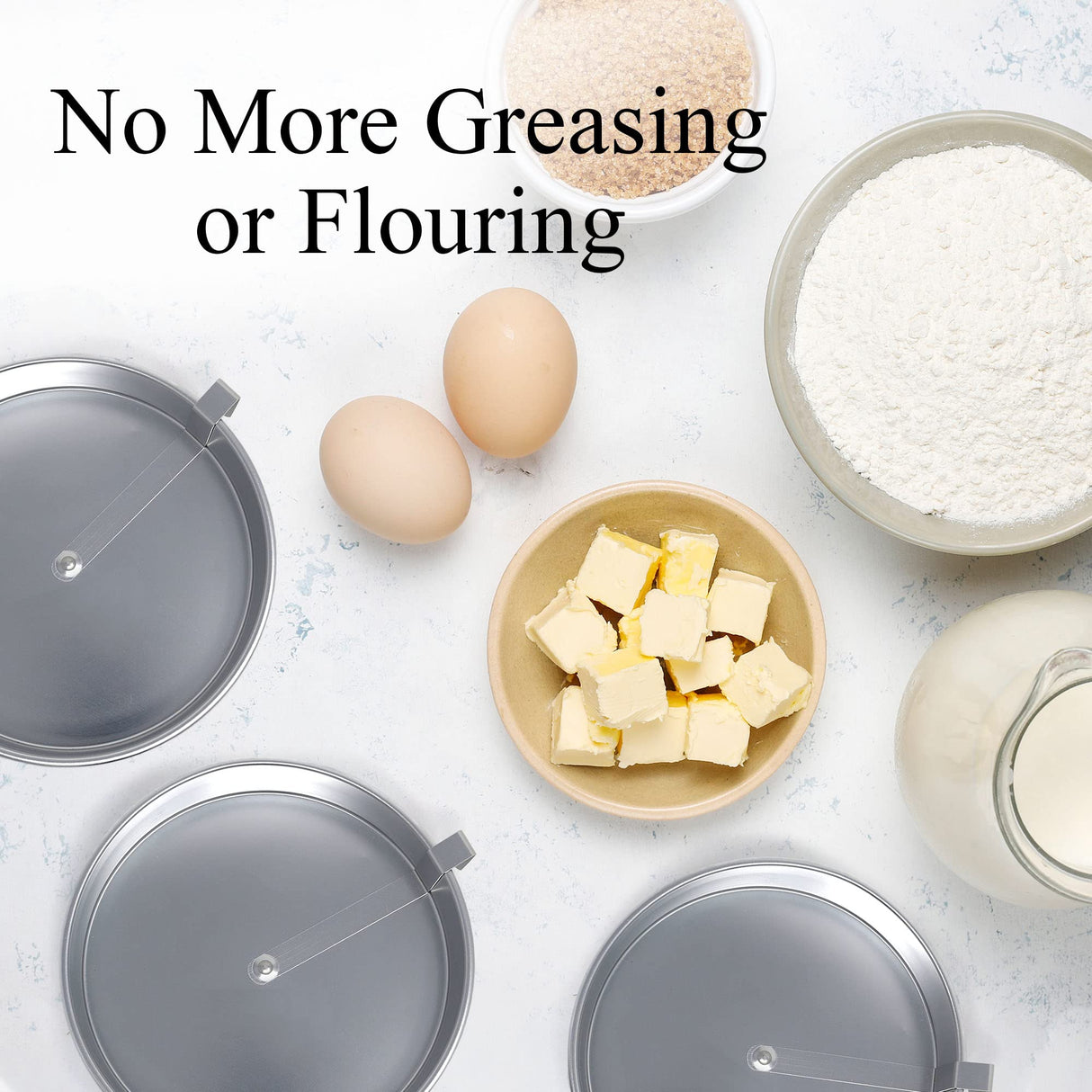 Aunt Shannon's Kitchen 8 Inch Round Cake Pans, 3 Pack, Silver Cake Pan with a Built-in Swivel Blade, Easy Release Cake Pans Set for Baking, Baking Pans Set for 3-Layer Cake, Dishwasher Safe Aunt Shannon's Kitchen