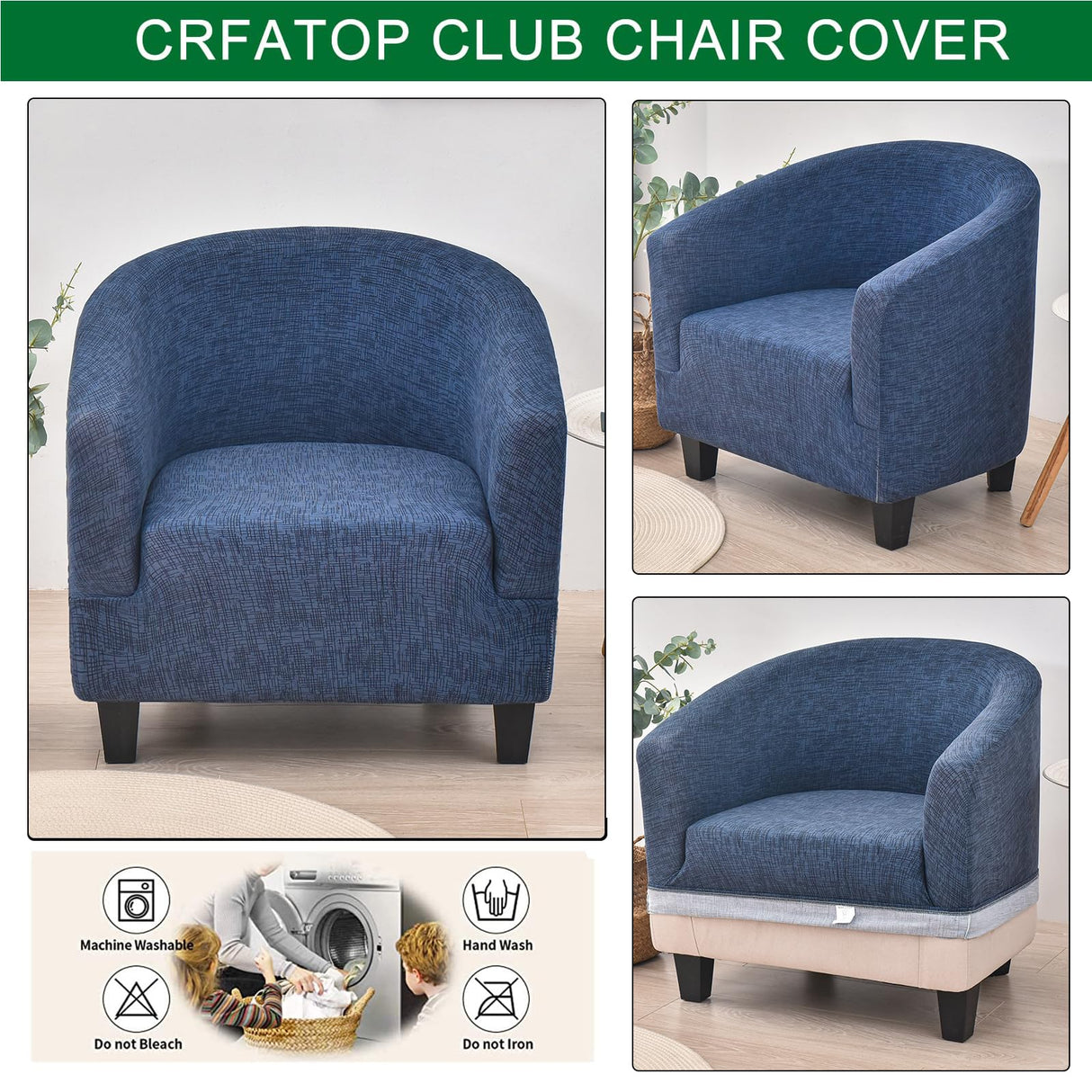 CRFATOP Soft Club Chair Slipcover Stretch Barrel Chair Covers Printed Tub Chair Slipcovers Round Couch Covers Spandex Armchair Sofa Cover Removable Furniture Protector for Living Room,02 CRFATOP