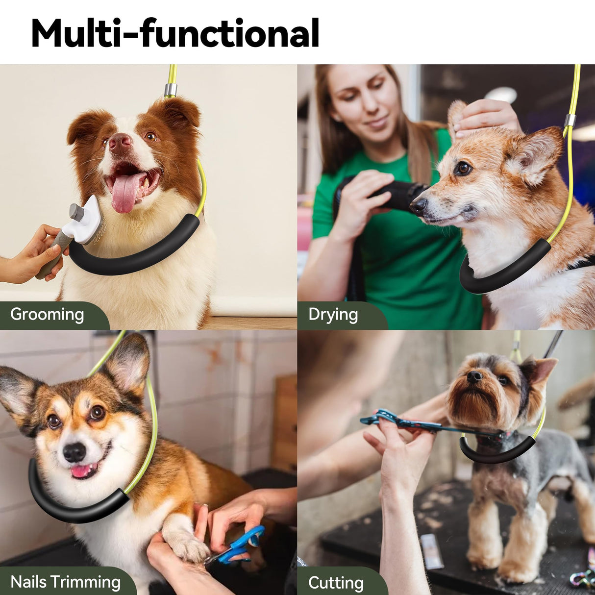 Josmimic Adjustable Dog Grooming Arm for Table: 42'' Height, 27''–39'' Width, Clamp Fits Up to 2.76'', with Hammock & 2 Nooses – Portable Pet Grooming Station for Nail Trimming, Cats & Dogs at Home Josmimic