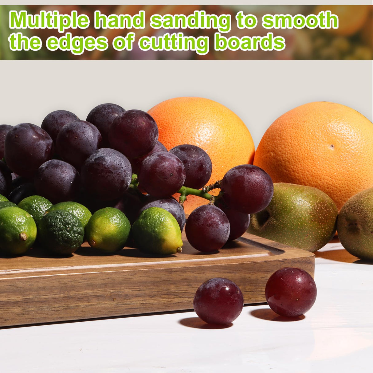 Wood Cutting Board for Kitchen, Large Wooden Thick Chopping Board with Juice Groove and Handles, Pre-Oiled Carving Tray for Meat & Cheese (17 x 12 inch) Lelwoy