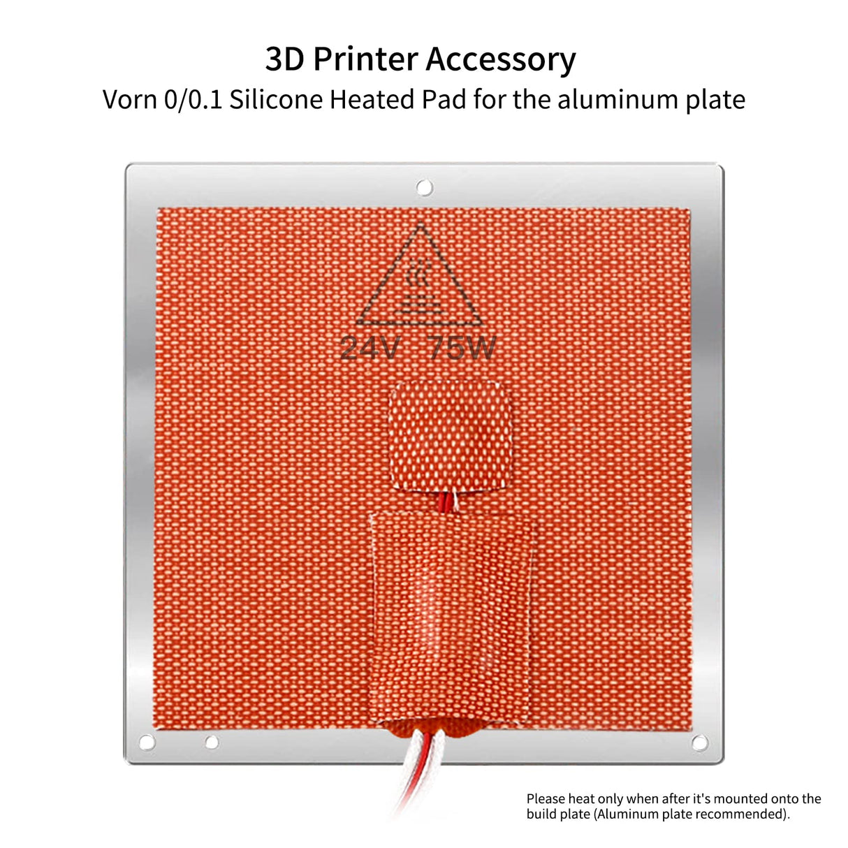 FYSETC 3D Printer Voron0.1 Silicone Heater Pad - 24V 75W Heating Mat 100x100mm - Heated Bed with NTC 100K Thermistor: Built-in Bimetal Thermostat Easy Install for Vorn 0 0.1 Hot Aluminum Build Plate FYSETC