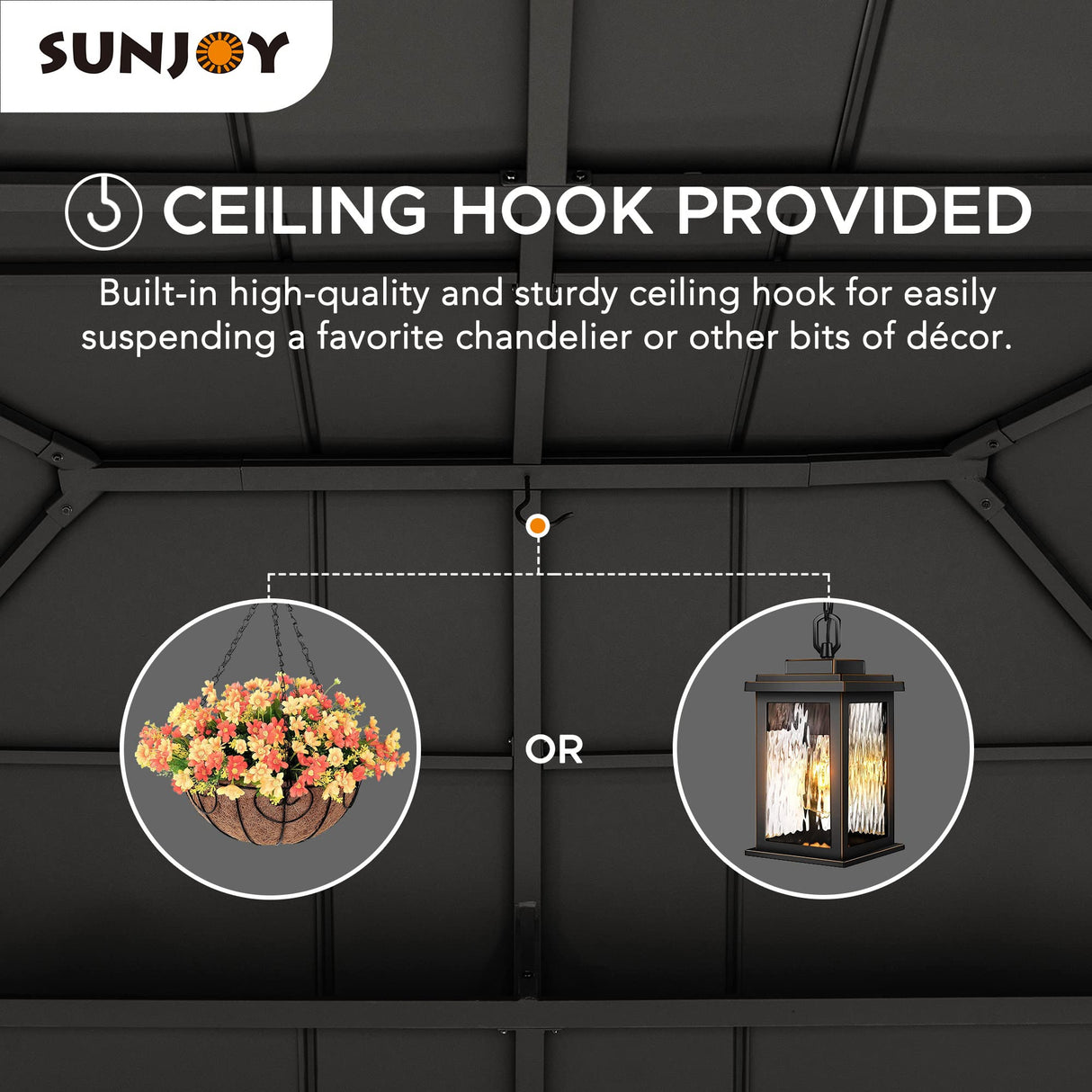 Sunjoy 12 x 16 ft. Wood Gazebo, Outdoor Patio Hardtop Gazebo, Standard Cedar Framed Wooden Gazebo with 2-Tier Metal Roof, Suitable for Patios, Lawn and Backyard, Matte Black Roof + Gray Wood Frame Sunjoy