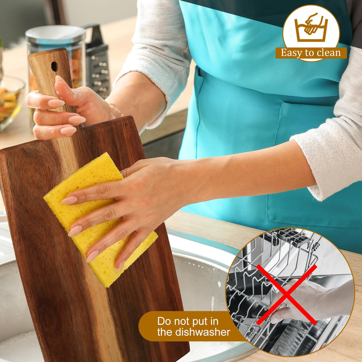 Zhehao 3 Pcs Acacia Wood Cutting Board Set Chopping Board with Handle for Charcuterie Cheese Board Meat Bread Chopping Blocks Vegetables Fruit Zhehao