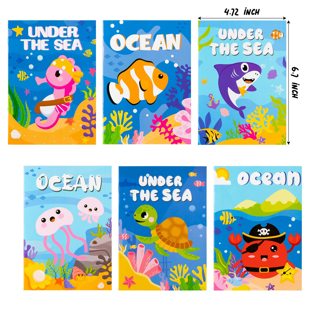 ANGOLIO 24Pcs Ocean Animals Coloring Books Bulk for Kids Mini DIY Art Drawing Book Set for Shark Seahorse Jellyfish Under The Sea Animal Theme Kindergarten School Classroom Rewards Goodie Bag Filler ANGOLIO