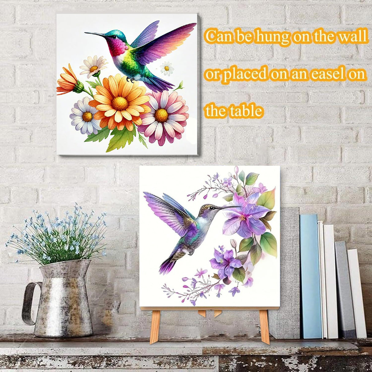TCDZMYGS 4 Pack Paint by Numbers Kit for Adults Beginner, Hummingbird Butterfly Easy Paint by Number Kits with Framed, Flowers DIY Acrylic Oil Painting by Numbers for Home Wall Decor 10 x 10 inch TCDZMYGS