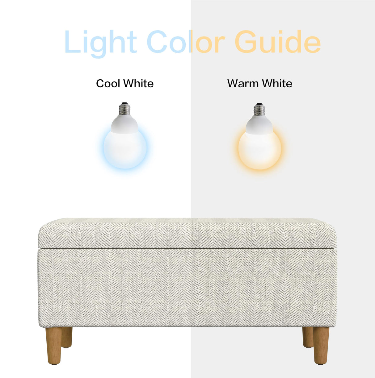 HomePop Malmo Decorative Storage Bench -Cream Chevron Woven HomePop