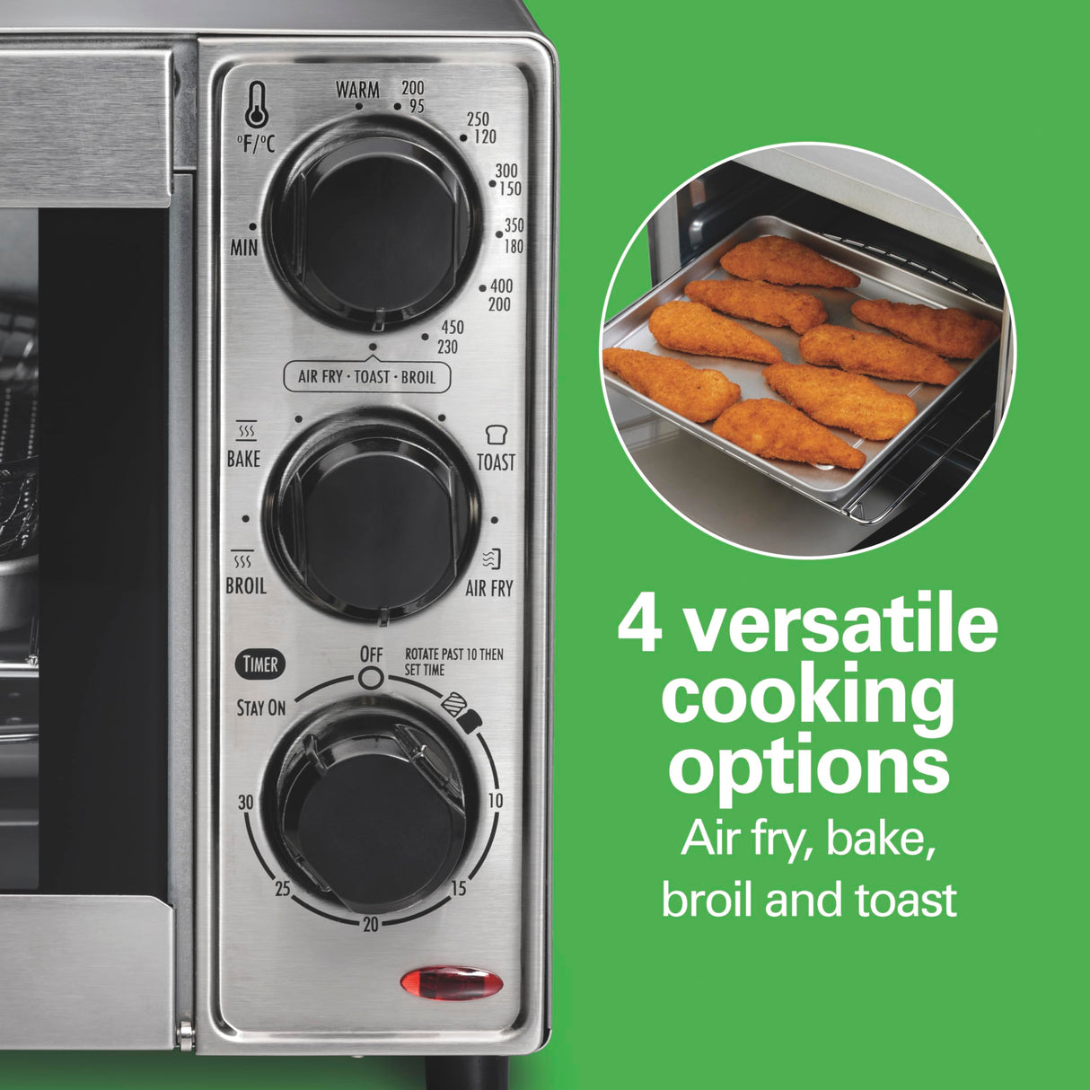 Hamilton Beach Sure-Crisp Toaster Oven Air Fryer Combo, Fits 9” Pizza, 4 Slice Capacity, Powerful Circulation, Auto Shutoff, Stainless Steel (31403) Hamilton Beach