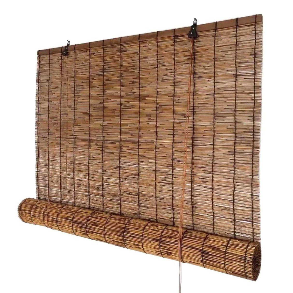 Roller Blinds Outdoor Shade H 64" 72" 84" Light Filtering Roller Blinds Window Shade Bamboo Sunshade Patio Blinds for Deck Porch Balcony Backyard, Privacy Bamboo Translucent Shade Generic