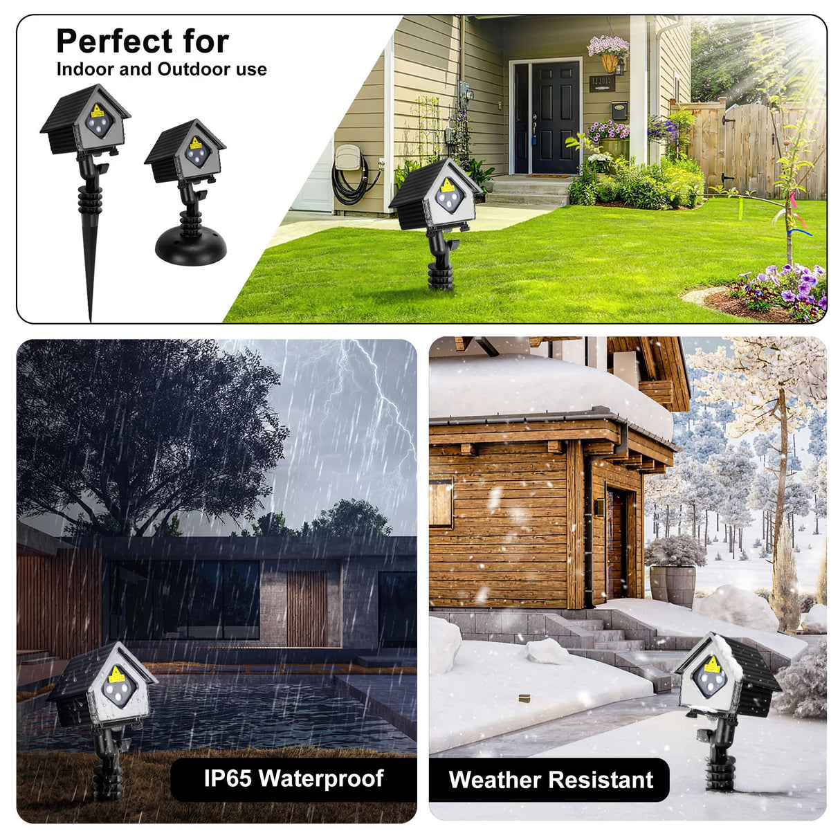 Halloween/Christmas Decorations Laser Projector Lights Outdoor(GRB ), 4 Holiday Theme HD Effects (Halloween, Christmas, Firefly, Dots and Lines), Laser Projector Light Show for Party Garden Decor GREHELP