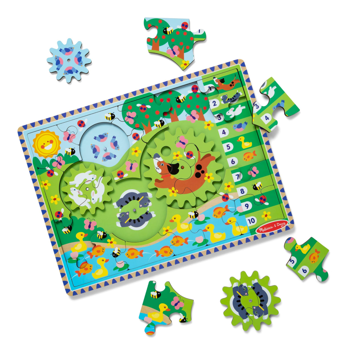 Melissa & Doug Wooden Animal Chase Jigsaw Spinning Gear Puzzle – 24 Pieces Wooden Puzzle for Toddlers and Preschoolers, for Boys and Girls Ages 3+ Melissa & Doug