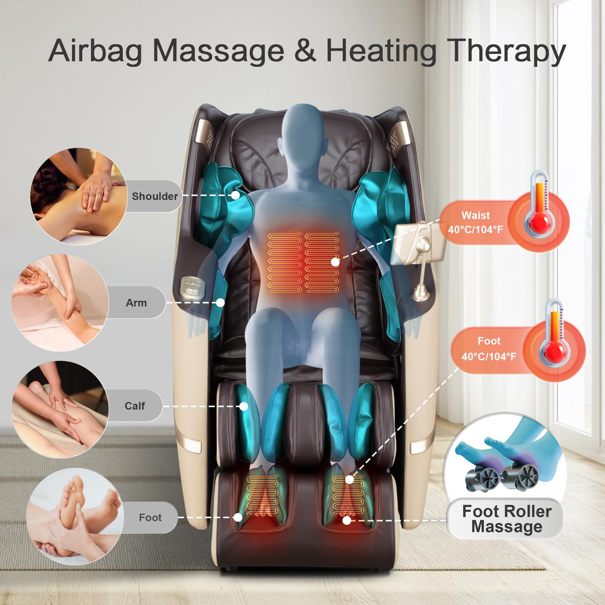 iBooMas Massage Chair, 2025 SL-Track Zero Gravity Shiatu Massage Chairs Full Body Recliner, APP, Touch Screen, Foot Rollers, Airbags, Bluetooth, Body Scan, Thai Stretch(Brown) iBooMas