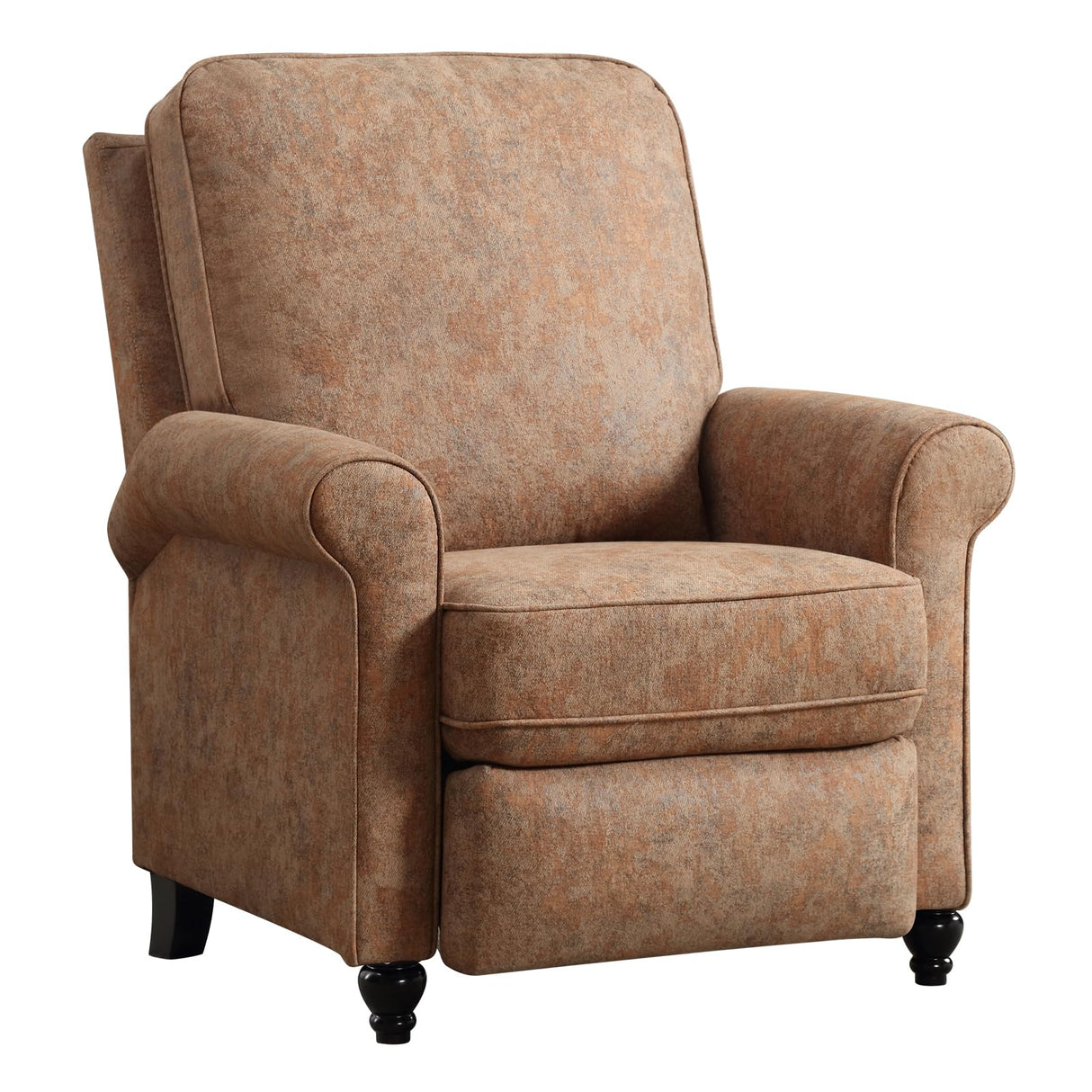 ANJ Push Back Recliner Chair, Textured Fabric Overstuffed Wingback Recliner, Adjustable Pushback Chair with Padded Seat and Back, Single Reclining Sofa for Living Room, Bedroom(Retro Brown) ANJ
