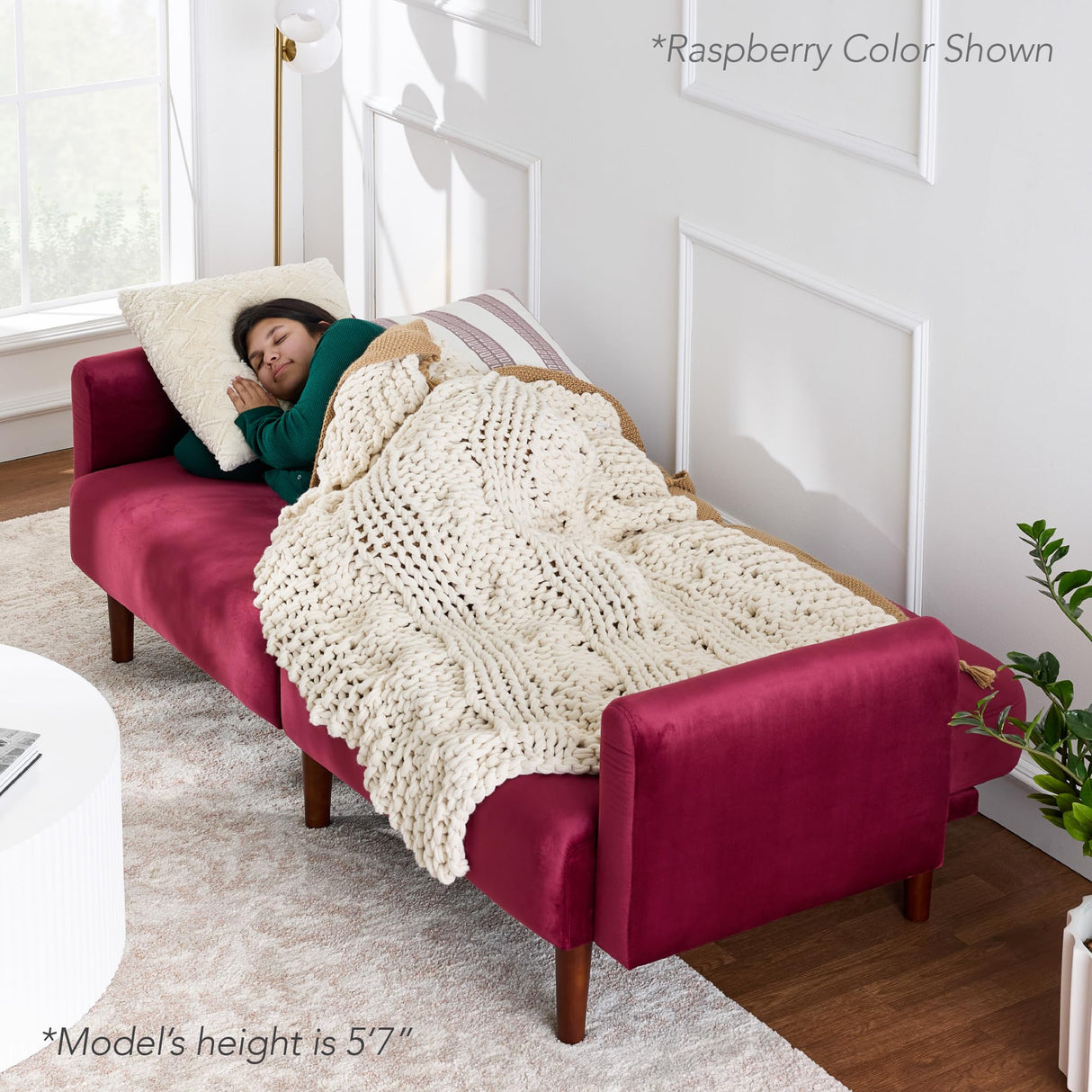 Best Choice Products 77" Mid Century Modern Velvet Loveseat Sofa, Couch, Convertible Sofa Sleeper Bed w/Real Wood, Removable Armrest - Mocha Brown Best Choice Products