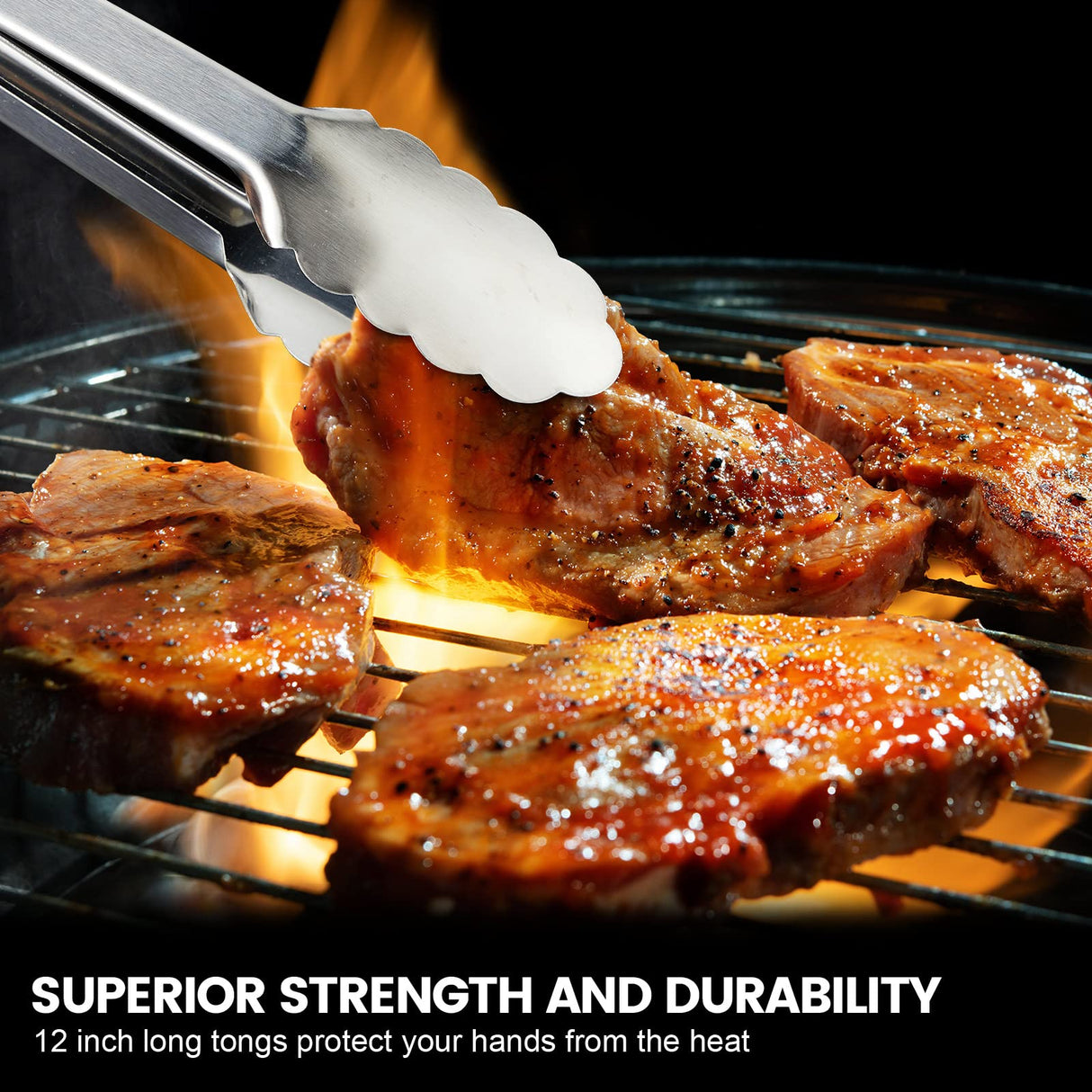 12 Pack Stainless Steel Kitchen Tongs 7/9/12 Inches Food Serving Tong Kitchen Cooking Tongs High Heat Resistant Tongs for Cooking Non Stick Locking Kitchen Tong Food Tongs for Grill Salad Frying BBQ CHENGU