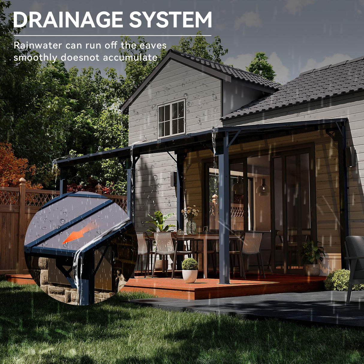 Aoxun Gazebo for Patio 10' x 14', Gazebo Pergola with Sloped Roof, Large Wall-Mounted Heavy Duty Awnings, for Backyard, Patio, Deck and More Aoxun