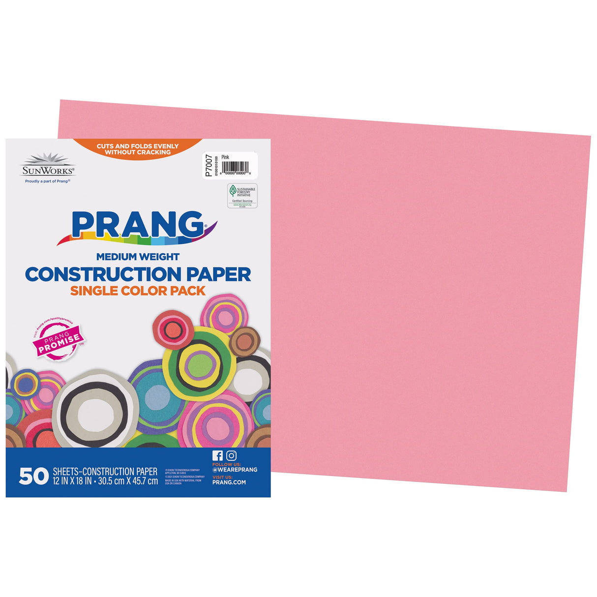 Prang (Formerly SunWorks) Construction Paper, Pink, 12" x 18", 50 Sheets Prang