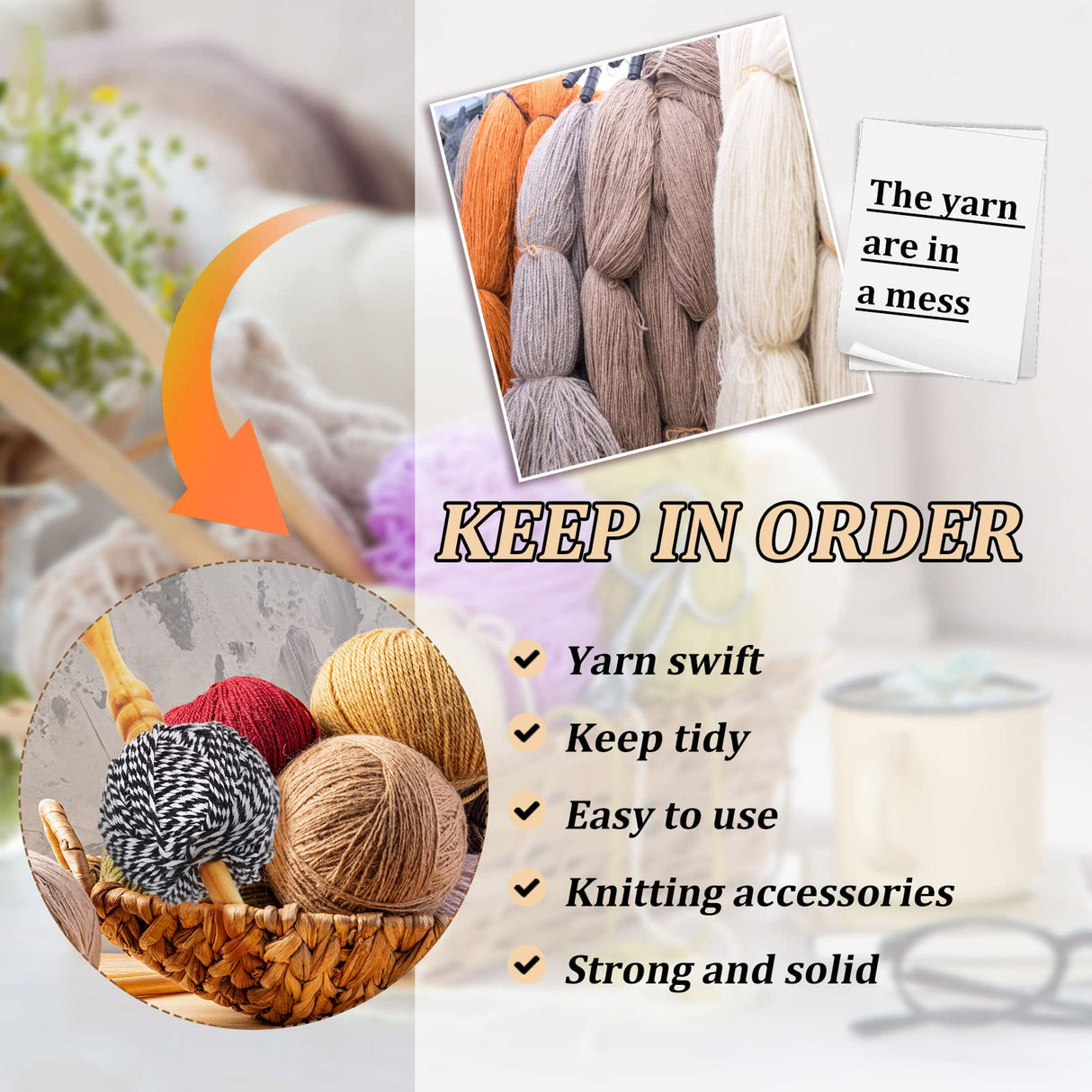 Juexica Amish Style Wooden Yarn Swift - 2 Pcs Ball Yarn Spindle Holder for Arts & Crafts Knitting Accessories Juexica