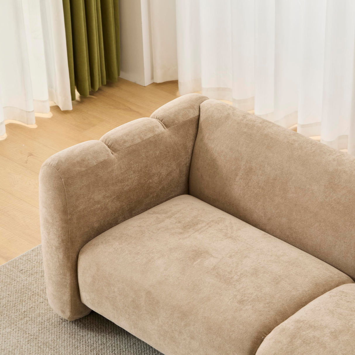 Christopher Knight Home Ahri 83'' Wood Frame Lounge Sofa Couch with Wave Design, Soft Seating 3-Seater Sofa with Armrests, Comfy Velvet Upholstered Home Sofa for Living Room and Office, Camel Christopher Knight Home