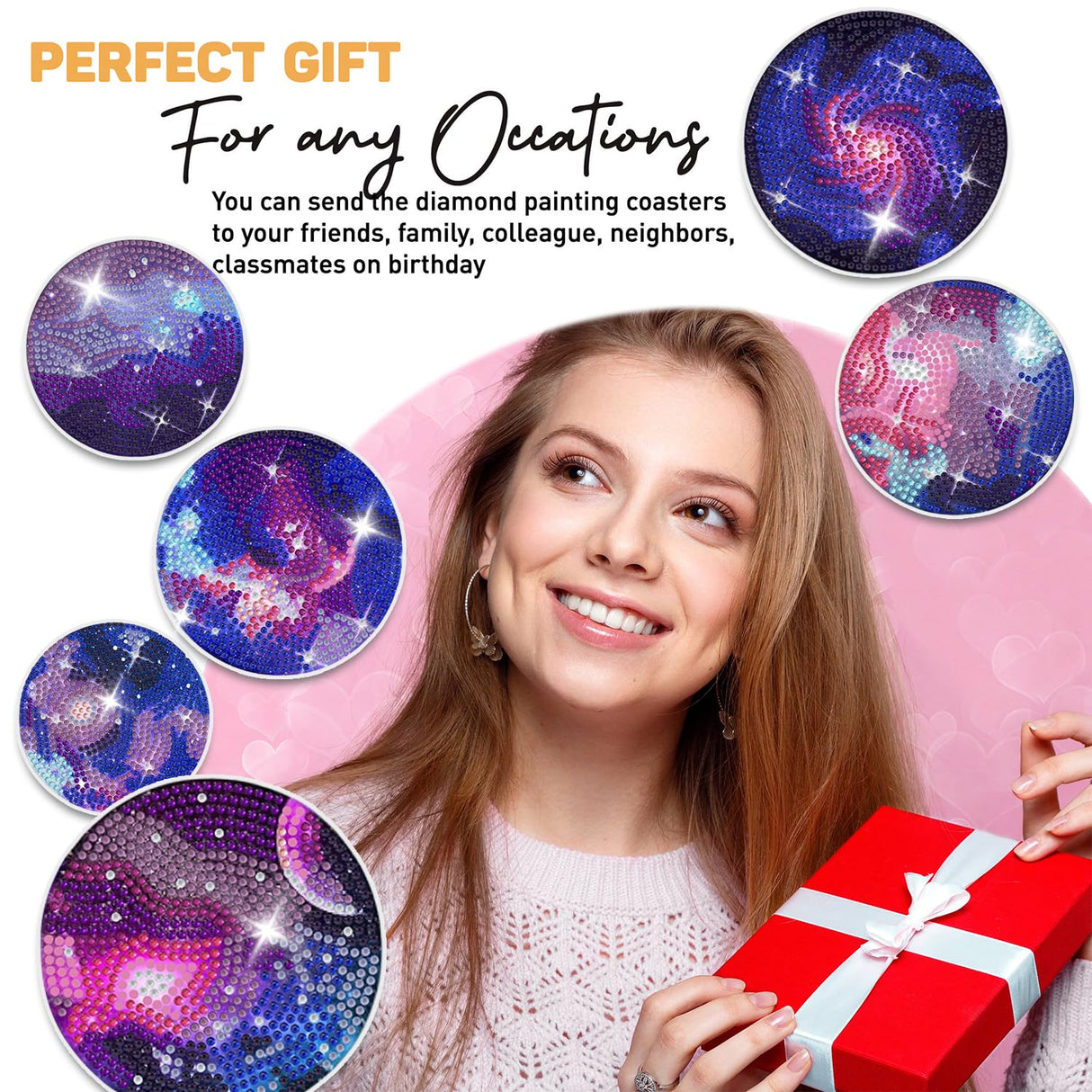 8 pcs Diamond Painting Coasters | Diamond Art Coasters | Galaxy and Nebula Diamond Art Painting | Perfect Art Craft Gift for Galaxy Lover, Dad, Mom, Grandparents, Brother, Sister. LGANHAPY