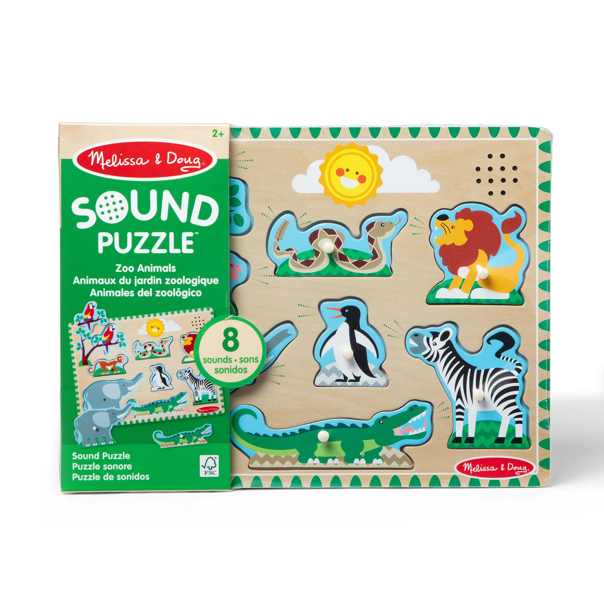 Melissa & Doug Zoo Animals Sound Puzzle - Wooden Peg Puzzle With Sound Effects (8 pcs) Melissa & Doug