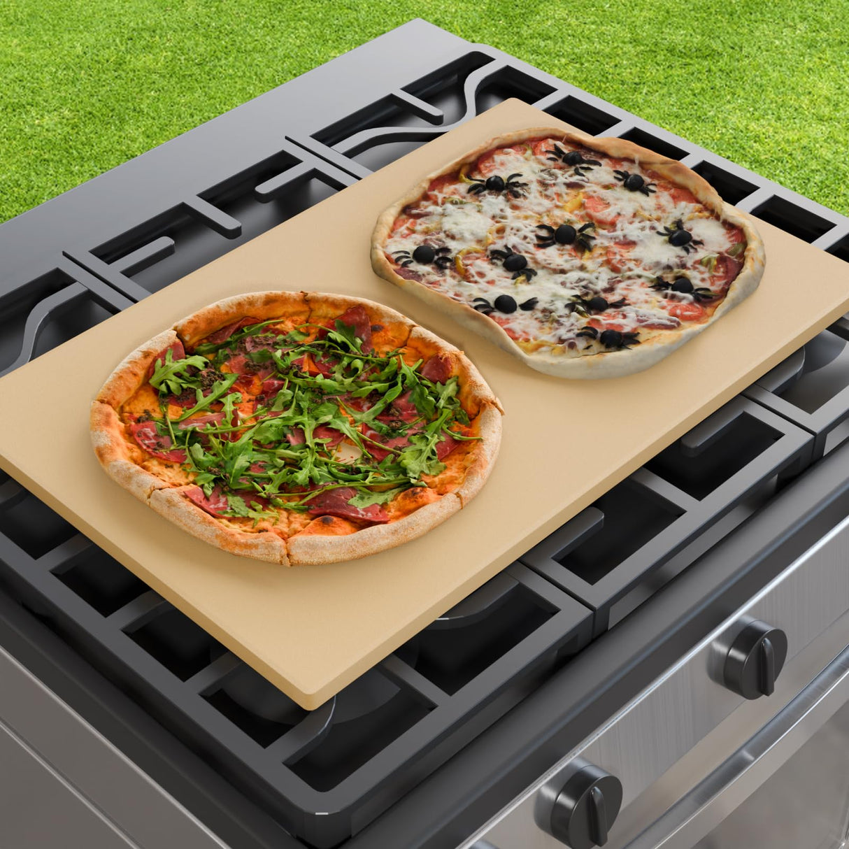 Caprihom Extra Large Pizza Stone 22 Inch, Rectangular Pizza Grilling/Baking Stone 22" x 14", Industrial Commercial Oven Stone, Ideal for Grilling Baking Several Pizzas Bread - Includes Scaper Caprihom