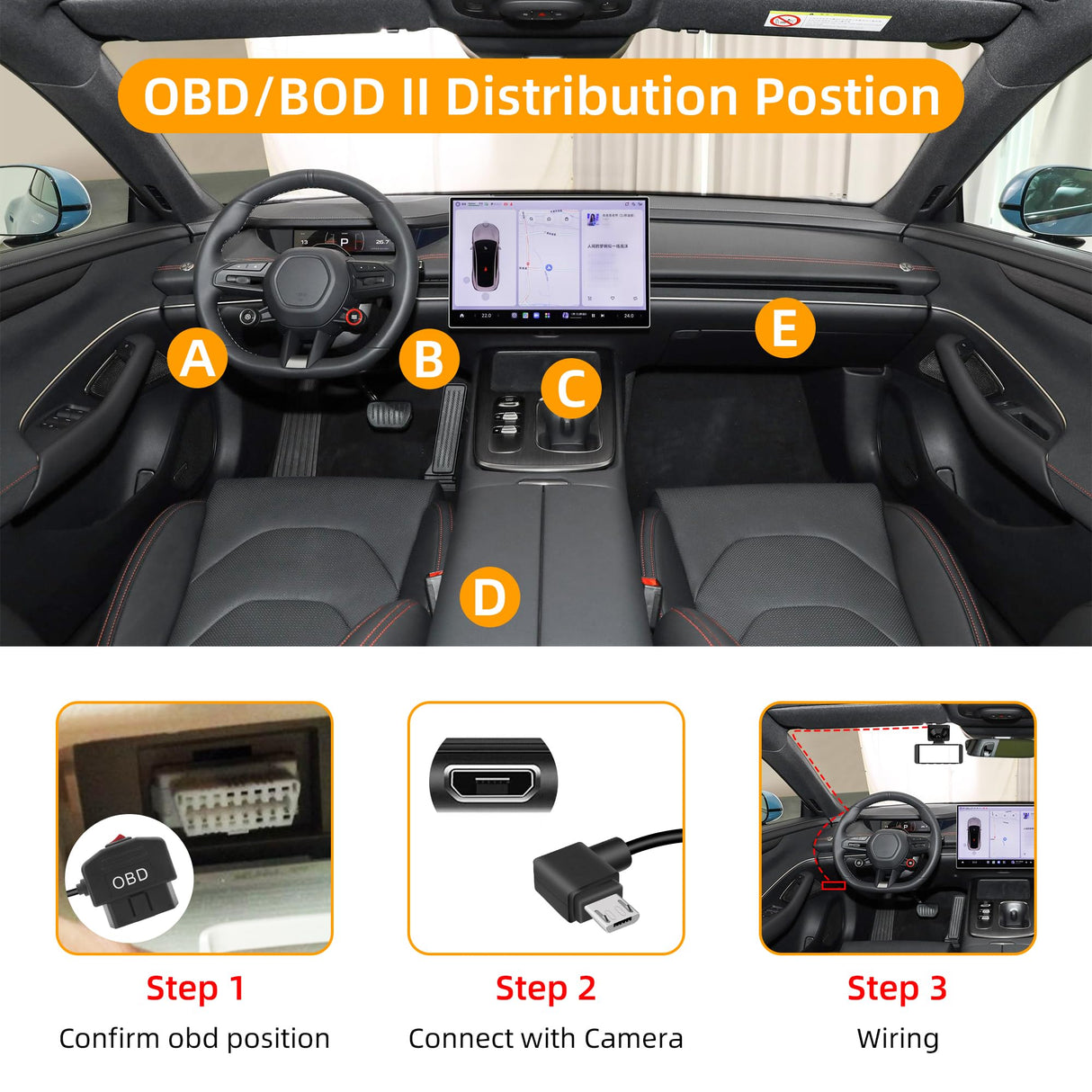 GELRHONR Right Angle OBD Power Cable for Dash Camera, Micro USB OBD2 Dashcam Hardwire Kit with 24 Hours Surveillance and Acc 2 Mode 11.5FT for EV Hybrid Fuel Vehicles(Right Angle Micro Black) GELRHONR