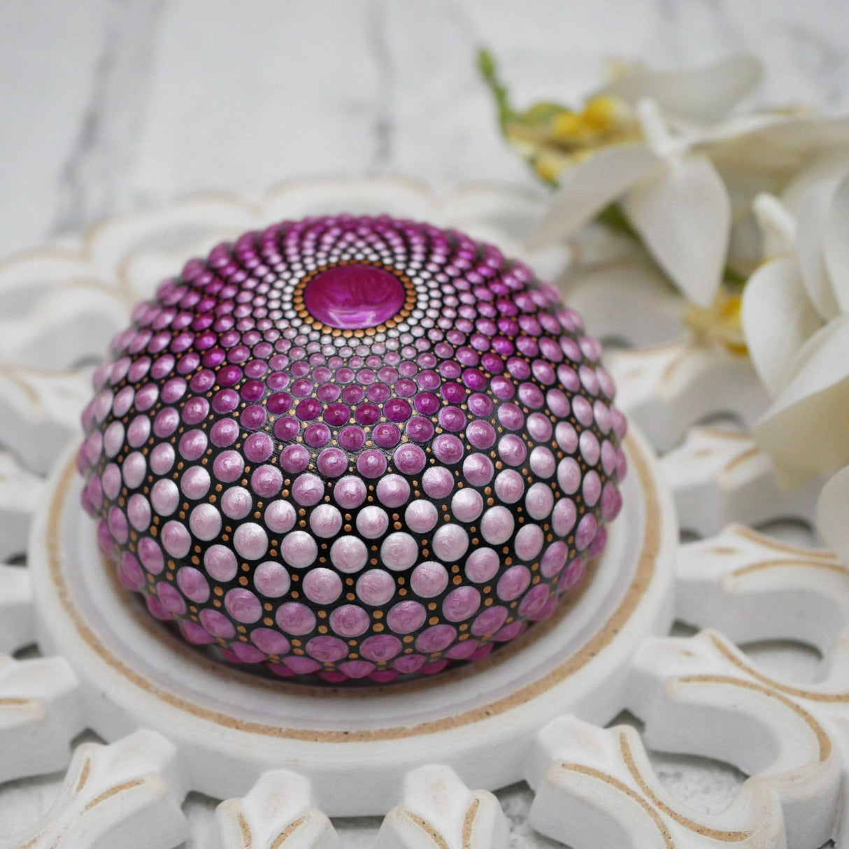 Silicone Mold for Making Smooth Rocks and Stones for Art - Includes Dome Template - Design #1 by Happy Dotting Company - Reusable for Art Including Mandala Dotting - Drawing Painting DIY Crafts Happy Dotting Company